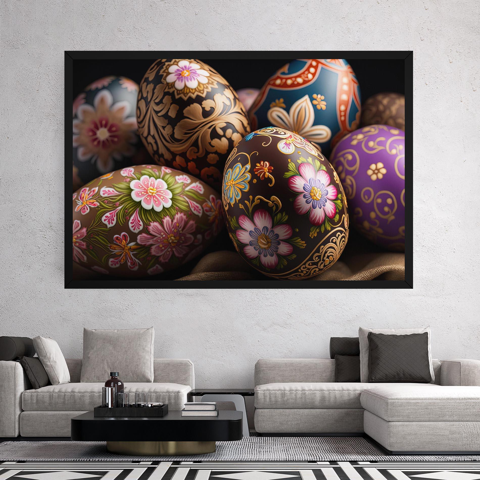 Leinwandbild Pretty Painted Eggs mockup 2