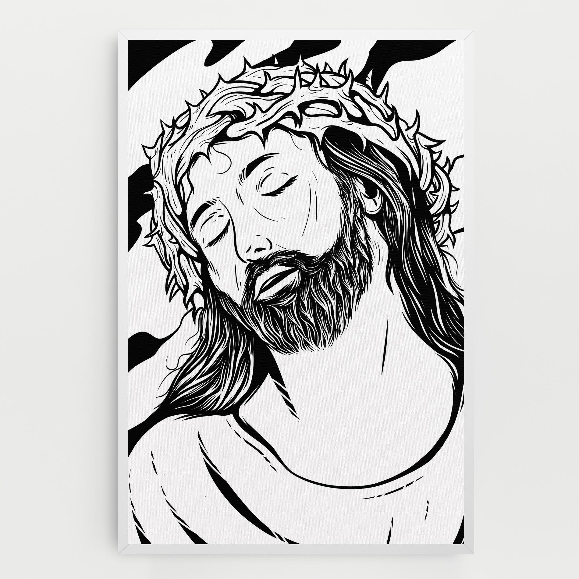 Leinwandbild Black White Jesus mockup 0