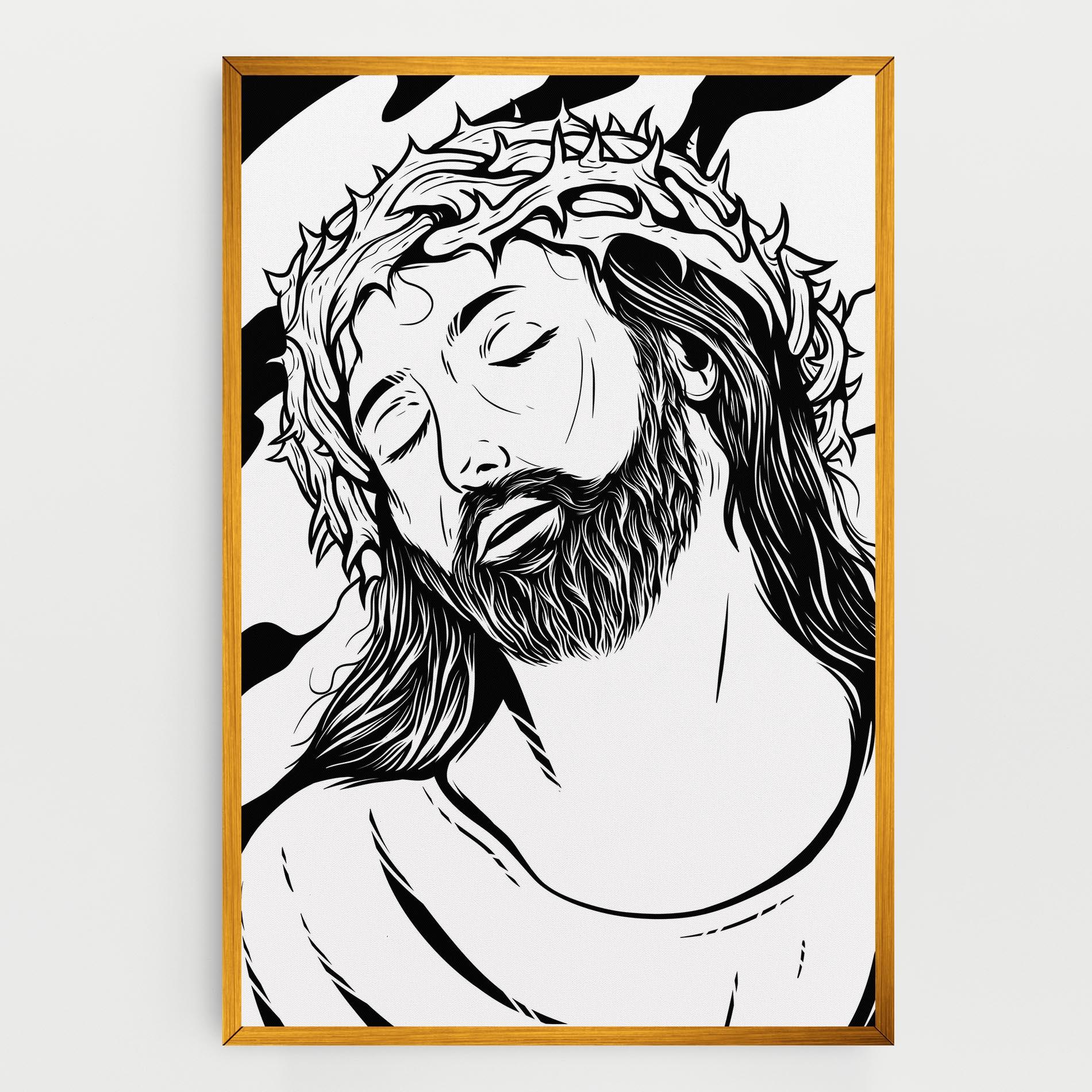 Leinwandbild Black White Jesus mockup 0