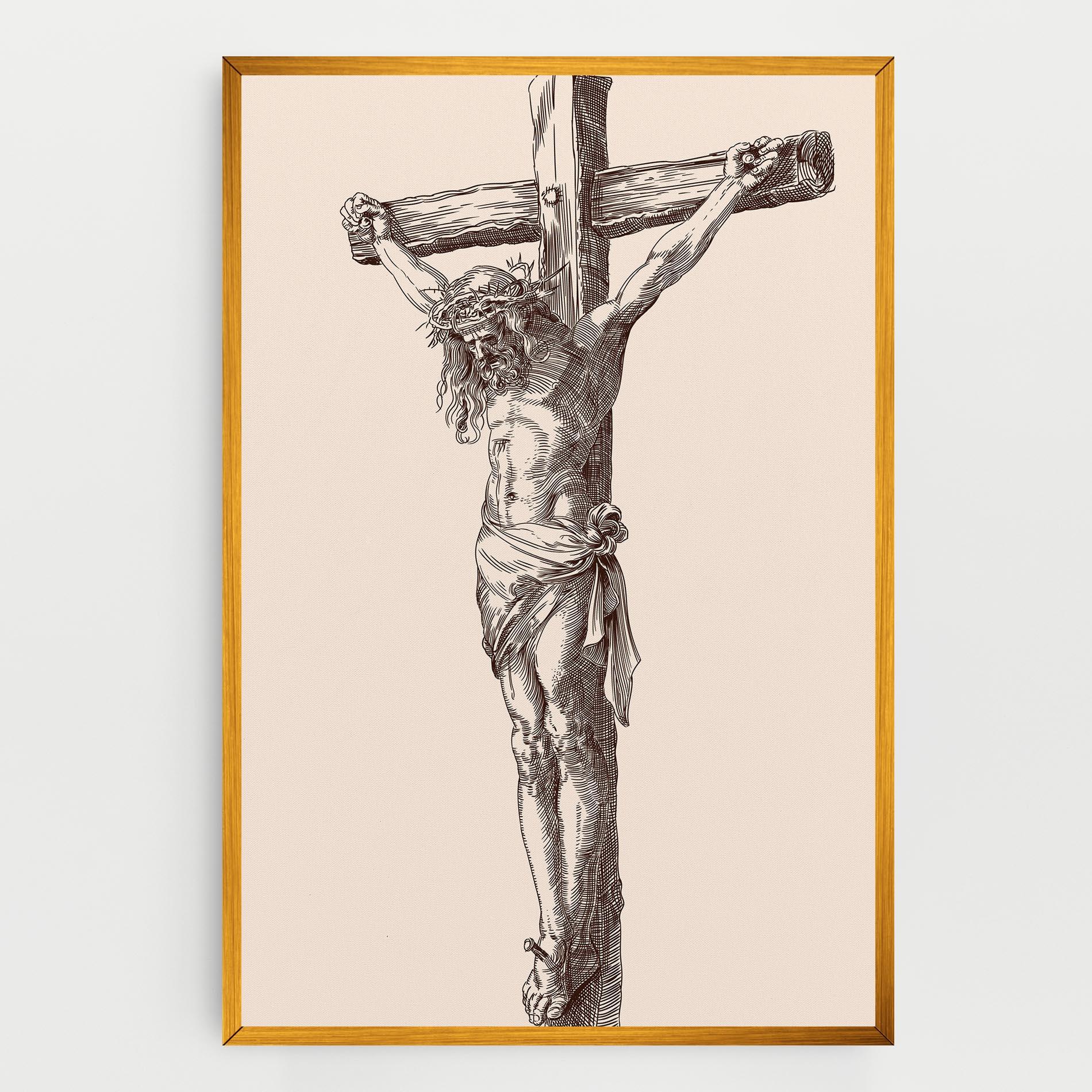 Leinwandbild Brown Cross Jesus mockup 0