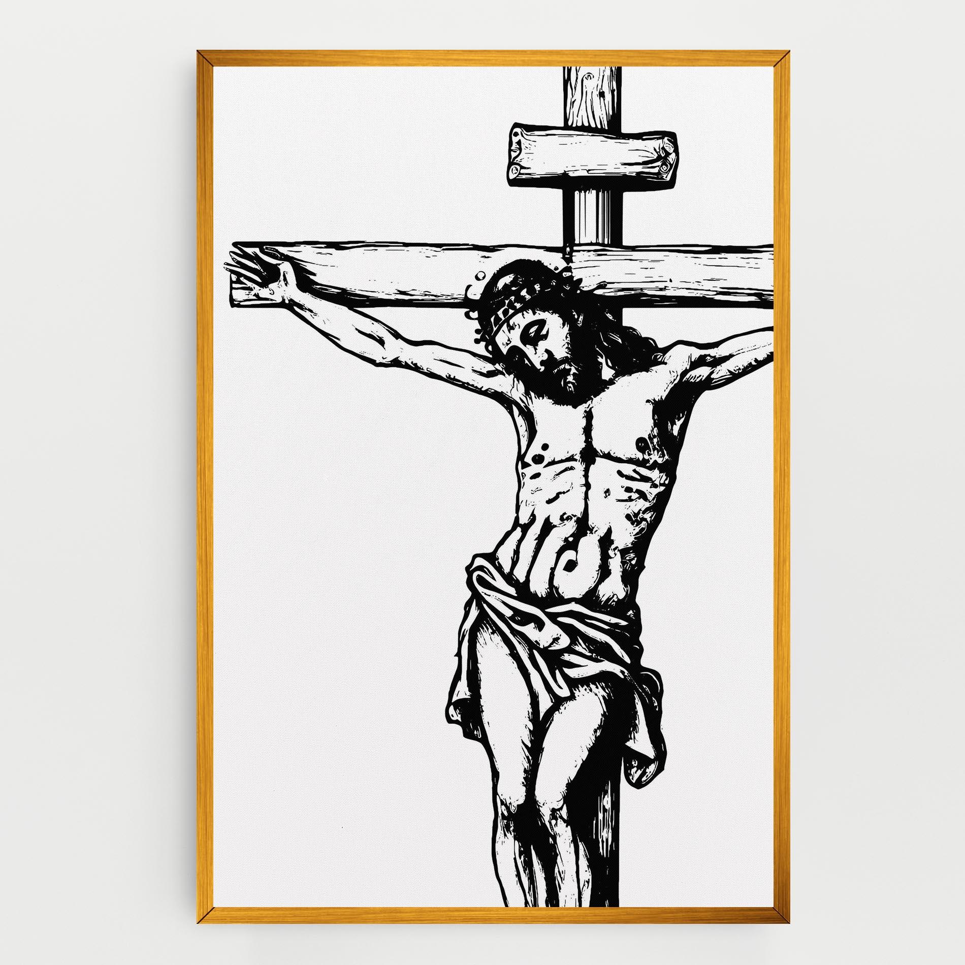 Leinwandbild Jesus Black Line mockup 0