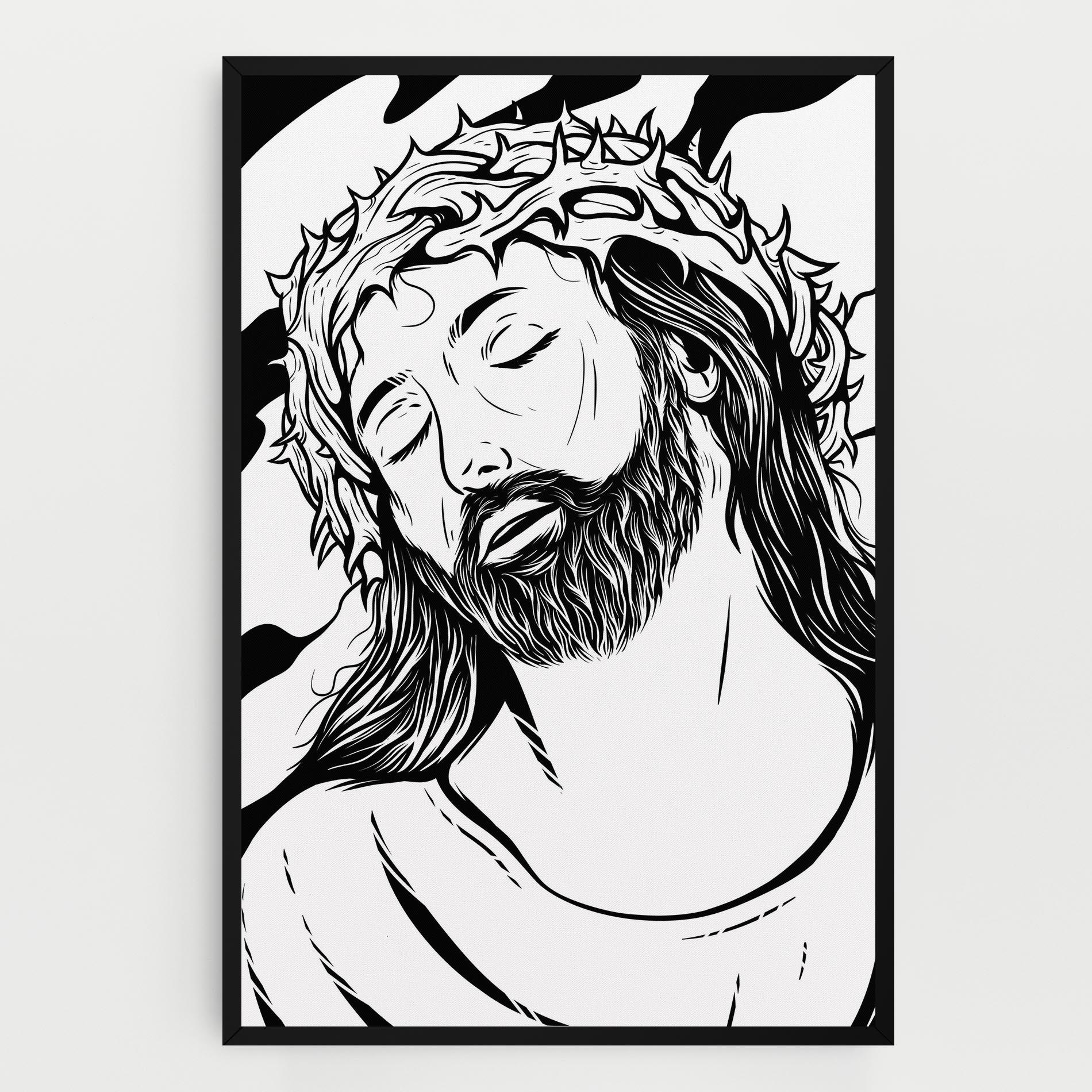 Leinwandbild Black White Jesus mockup 0