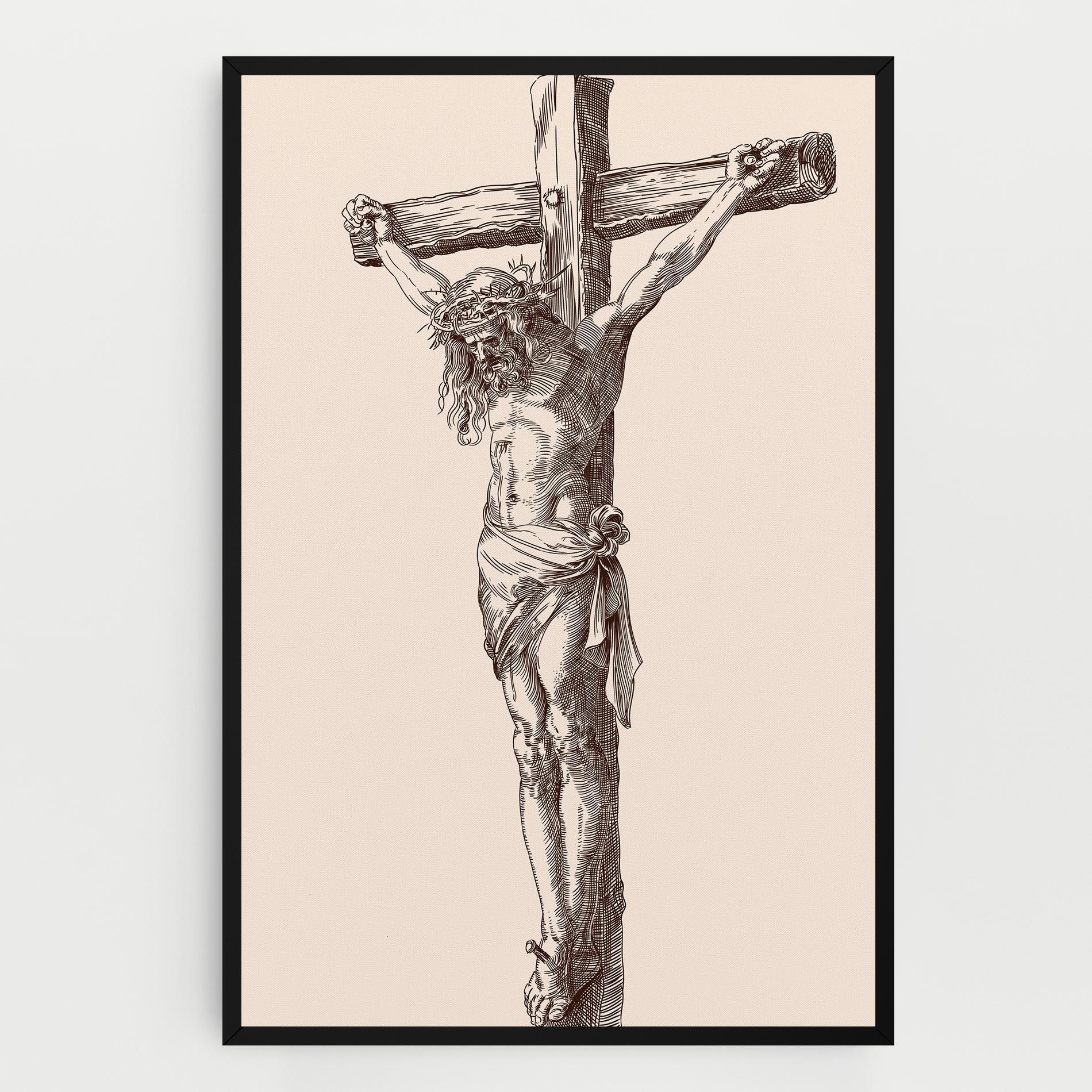 Leinwandbild Brown Cross Jesus mockup 0