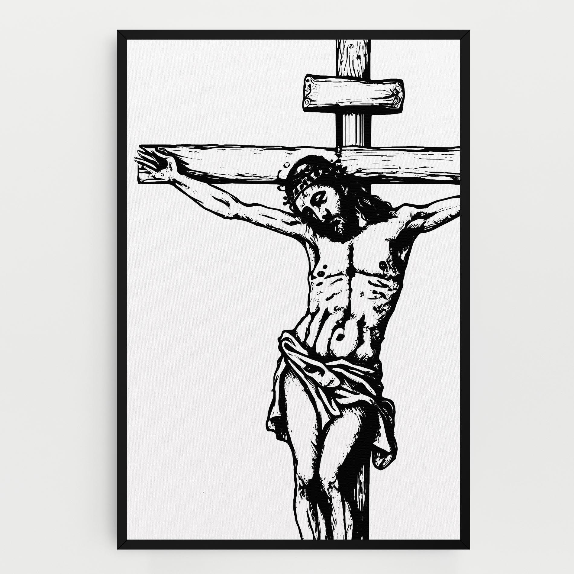 Leinwandbild Jesus Black Line mockup 0