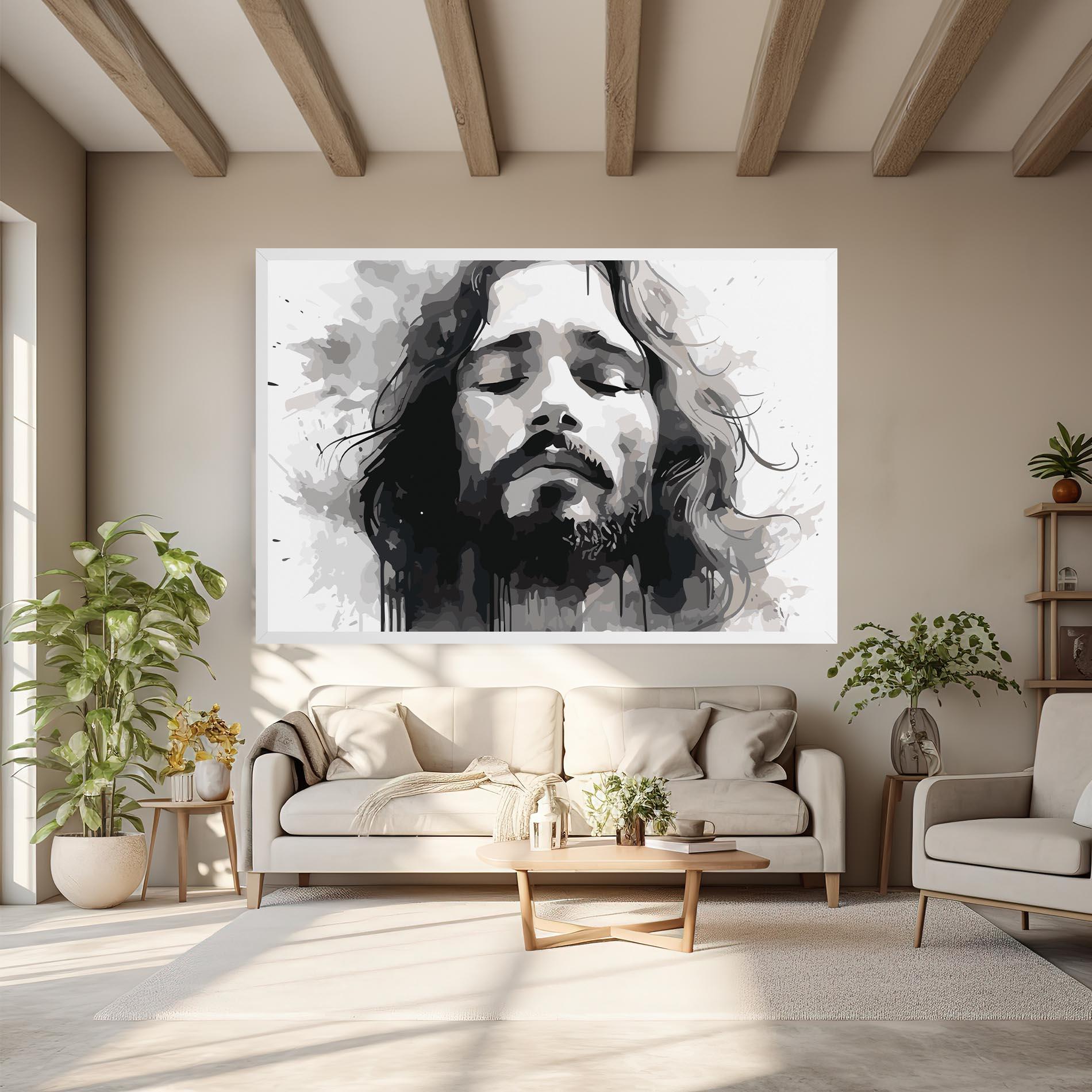 Leinwandbild Jesus Ink Art mockup 6