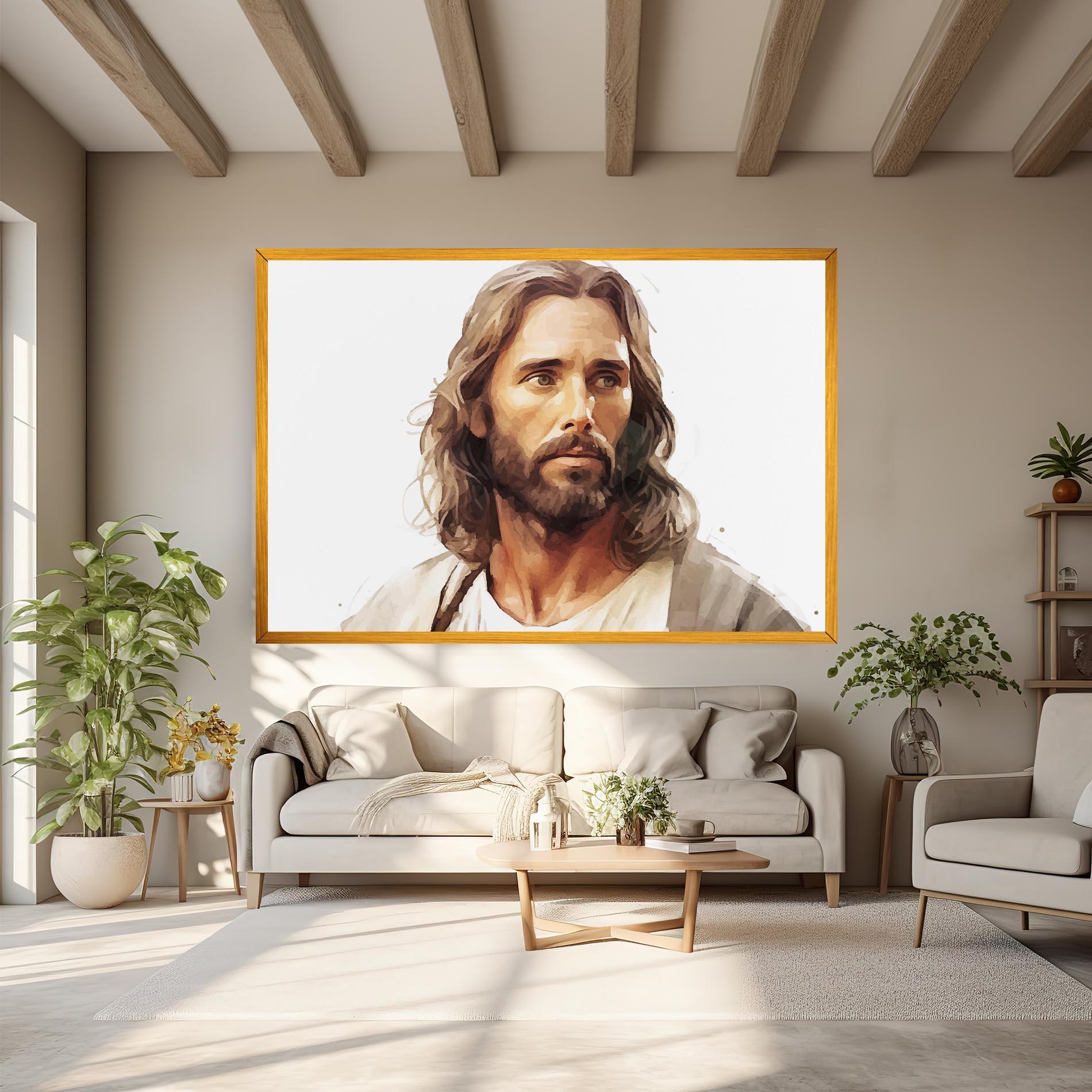 Leinwandbild Jesus Long Hair mockup 6