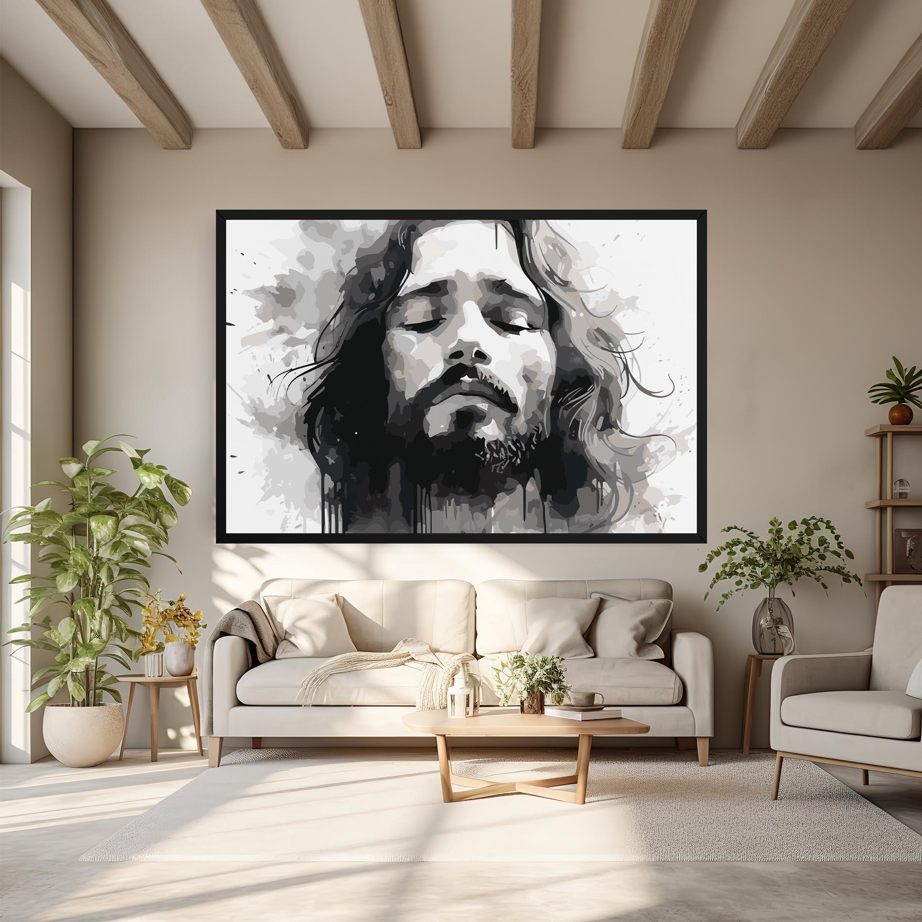 Leinwandbild Jesus Ink Art mockup 6