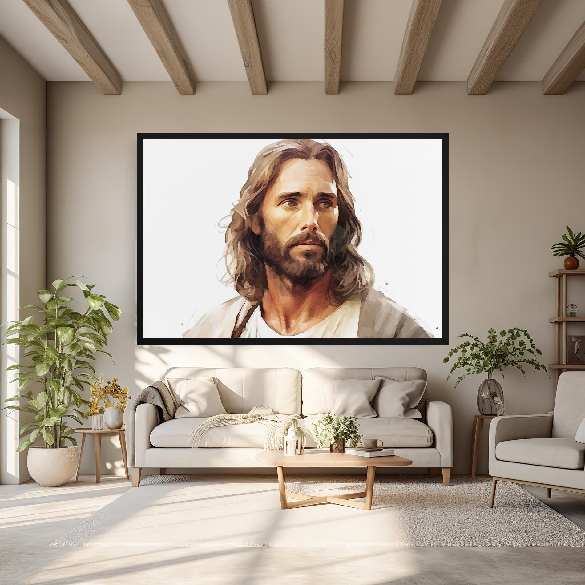 Leinwandbild Jesus Long Hair mockup 6
