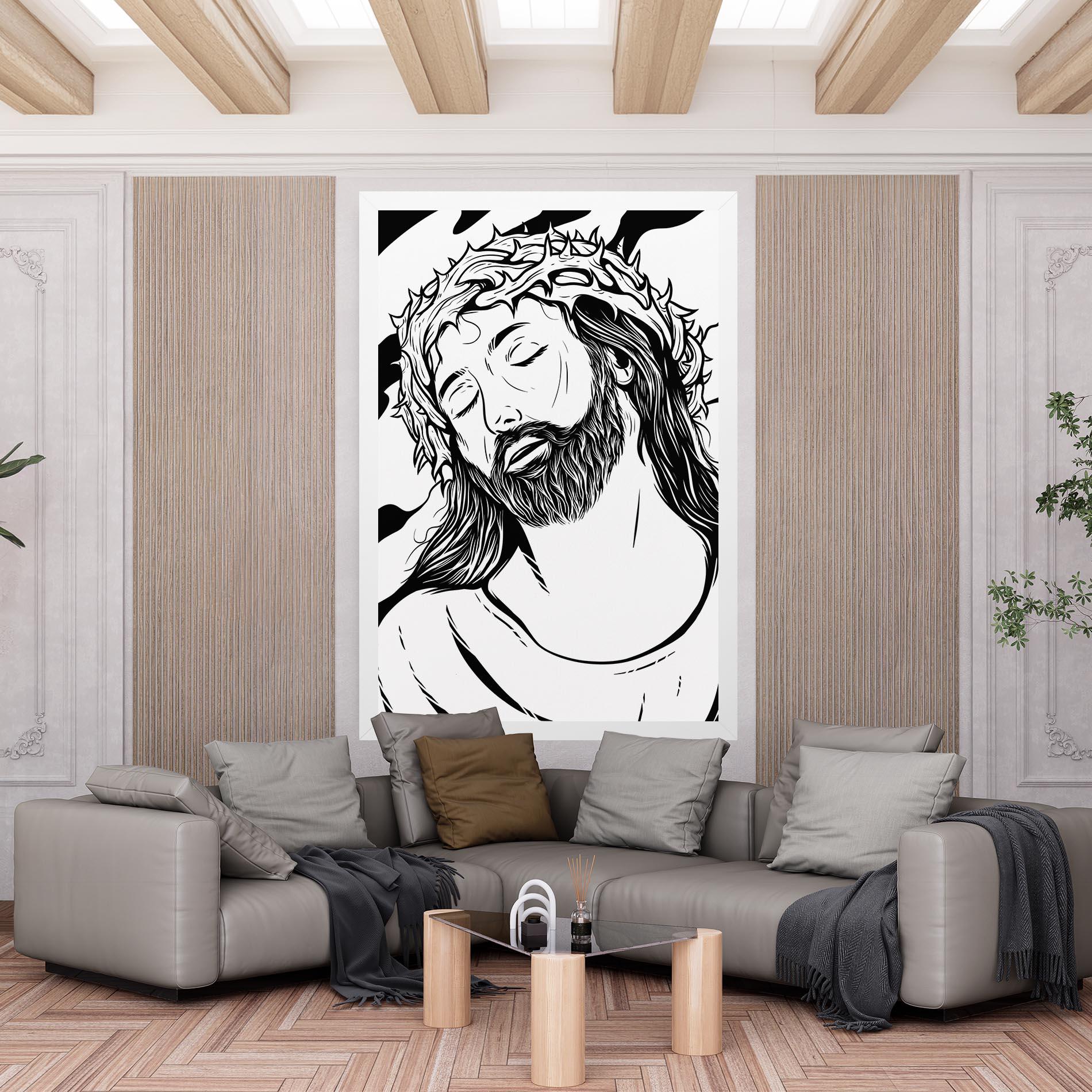 Leinwandbild Black White Jesus mockup 6
