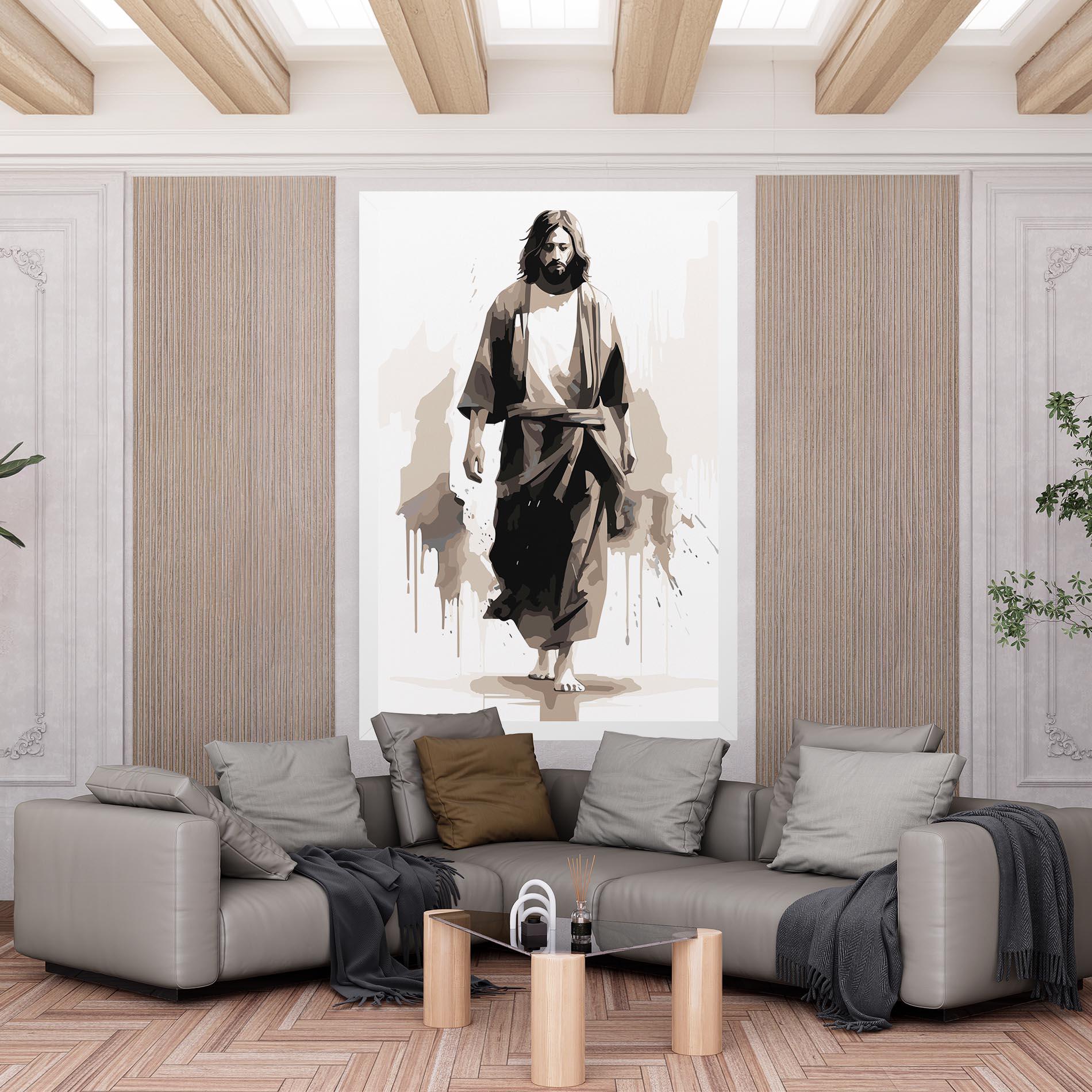 Leinwandbild Cream Art Jesus mockup 6