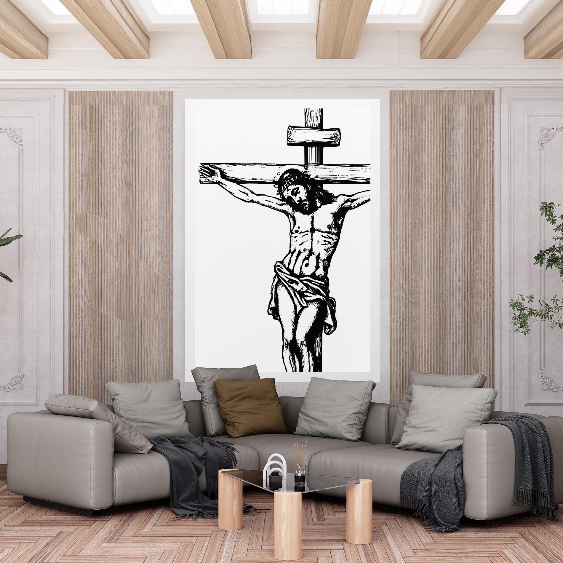 Leinwandbild Jesus Black Line mockup 6