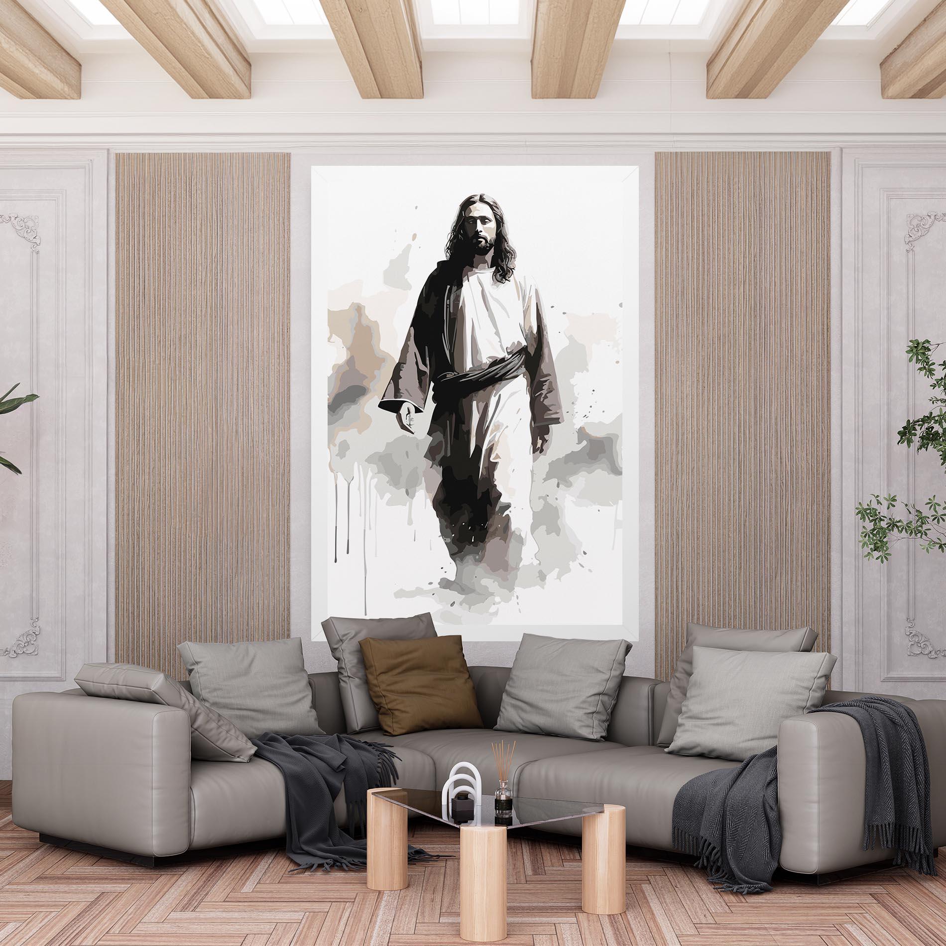 Leinwandbild Watercolor Jesus mockup 6