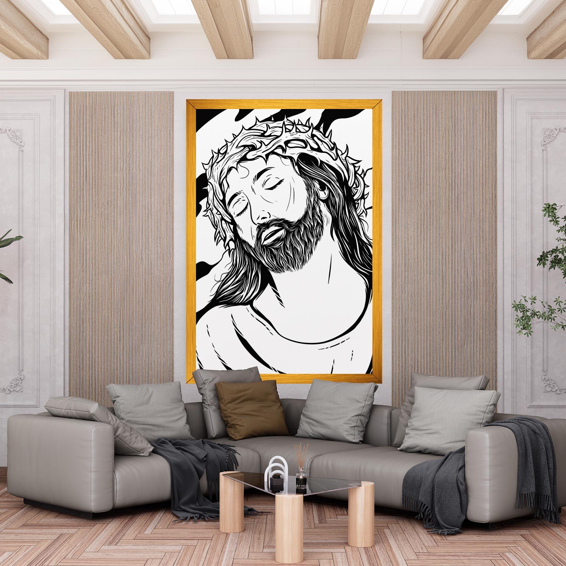Leinwandbild Black White Jesus mockup 6