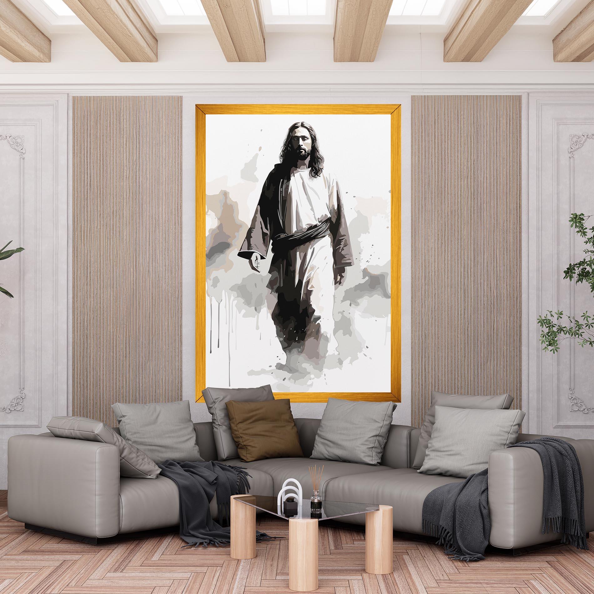 Leinwandbild Watercolor Jesus mockup 6