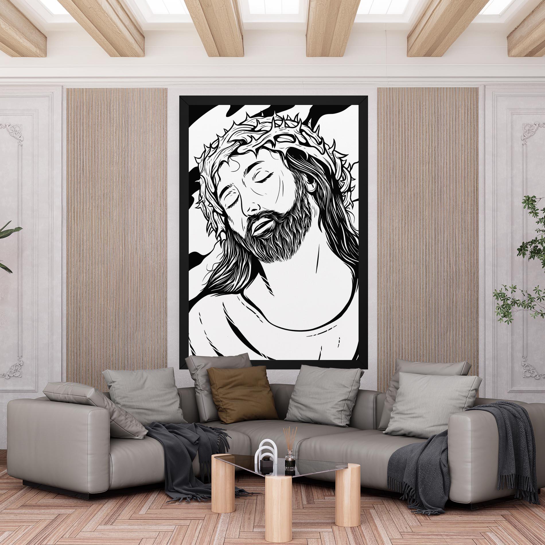 Leinwandbild Black White Jesus mockup 6