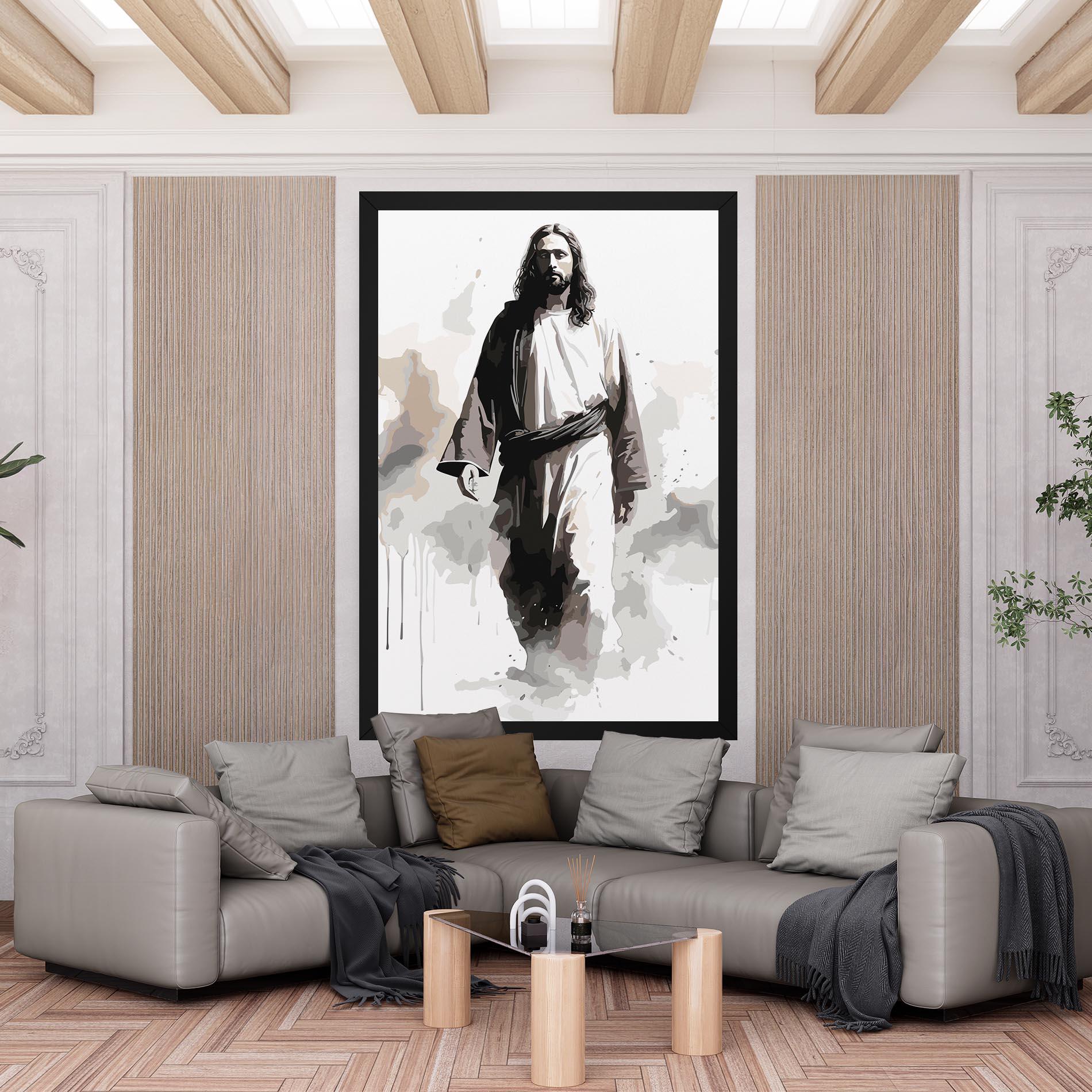 Leinwandbild Watercolor Jesus mockup 6