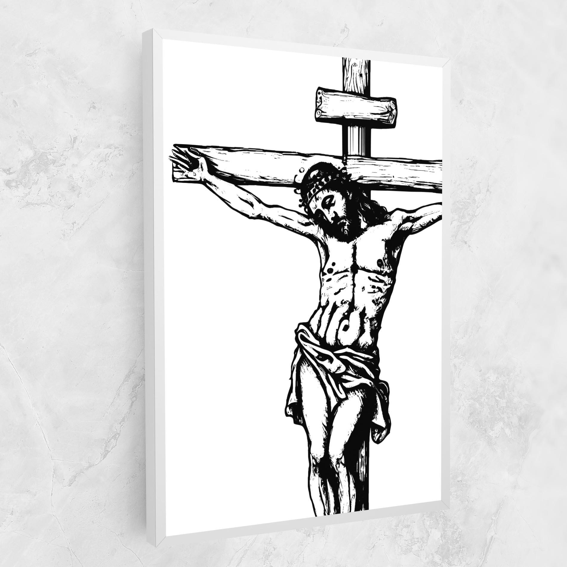 Leinwandbild Jesus Black Line mockup 1