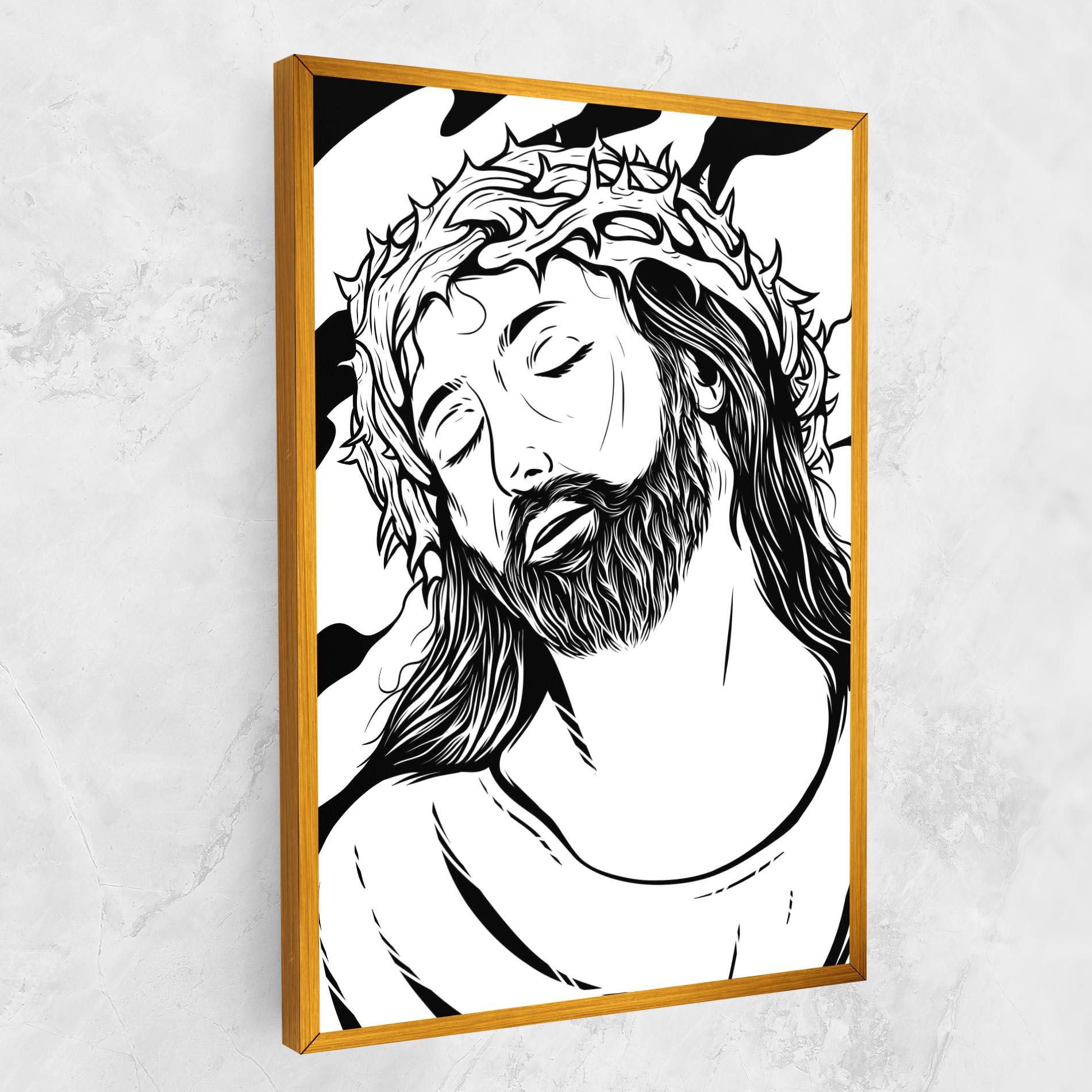 Leinwandbild Black White Jesus mockup 1