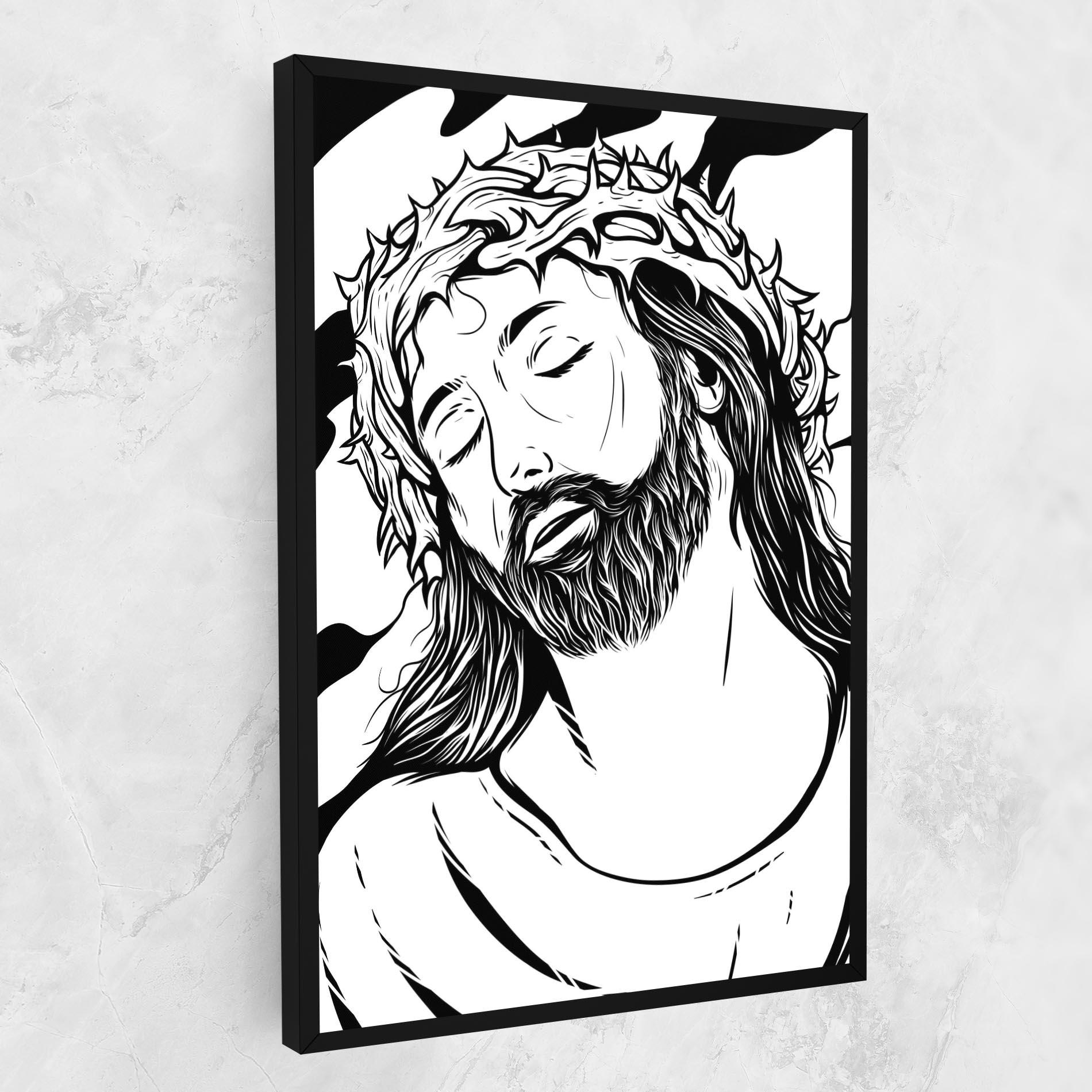 Leinwandbild Black White Jesus mockup 1
