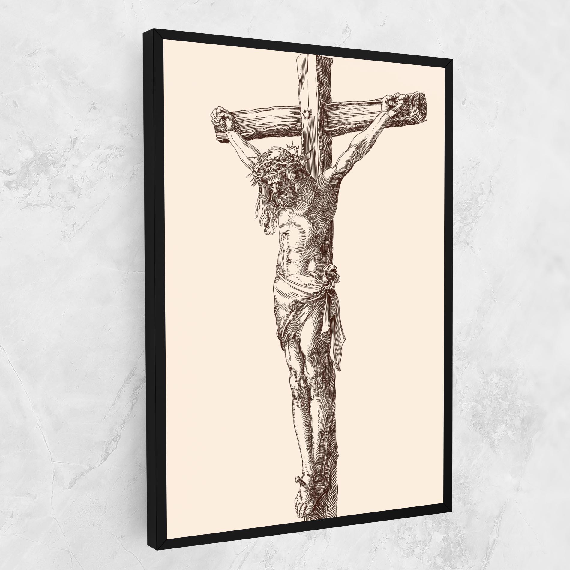 Leinwandbild Brown Cross Jesus mockup 1