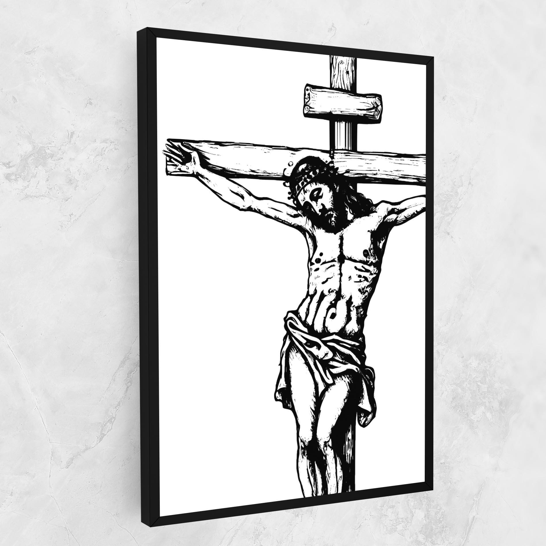 Leinwandbild Jesus Black Line mockup 1