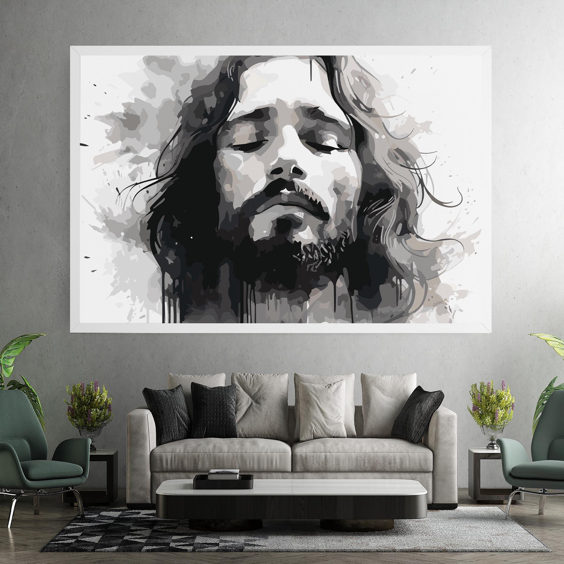 Leinwandbild Jesus Ink Art mockup 7