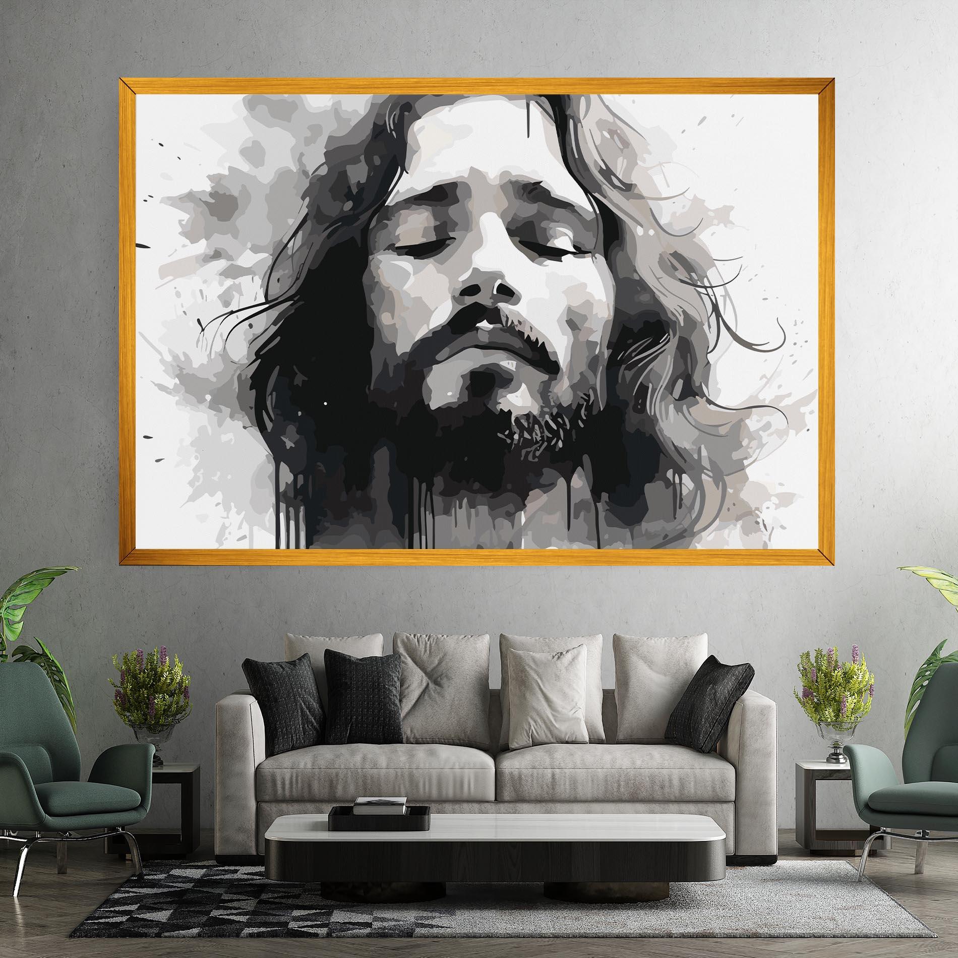 Leinwandbild Jesus Ink Art mockup 7