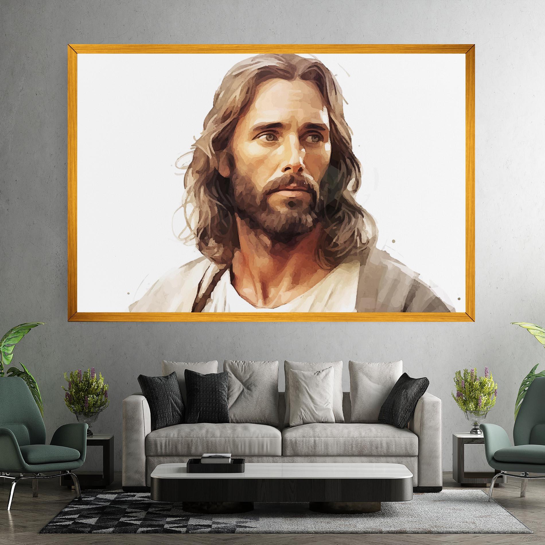 Leinwandbild Jesus Long Hair mockup 7
