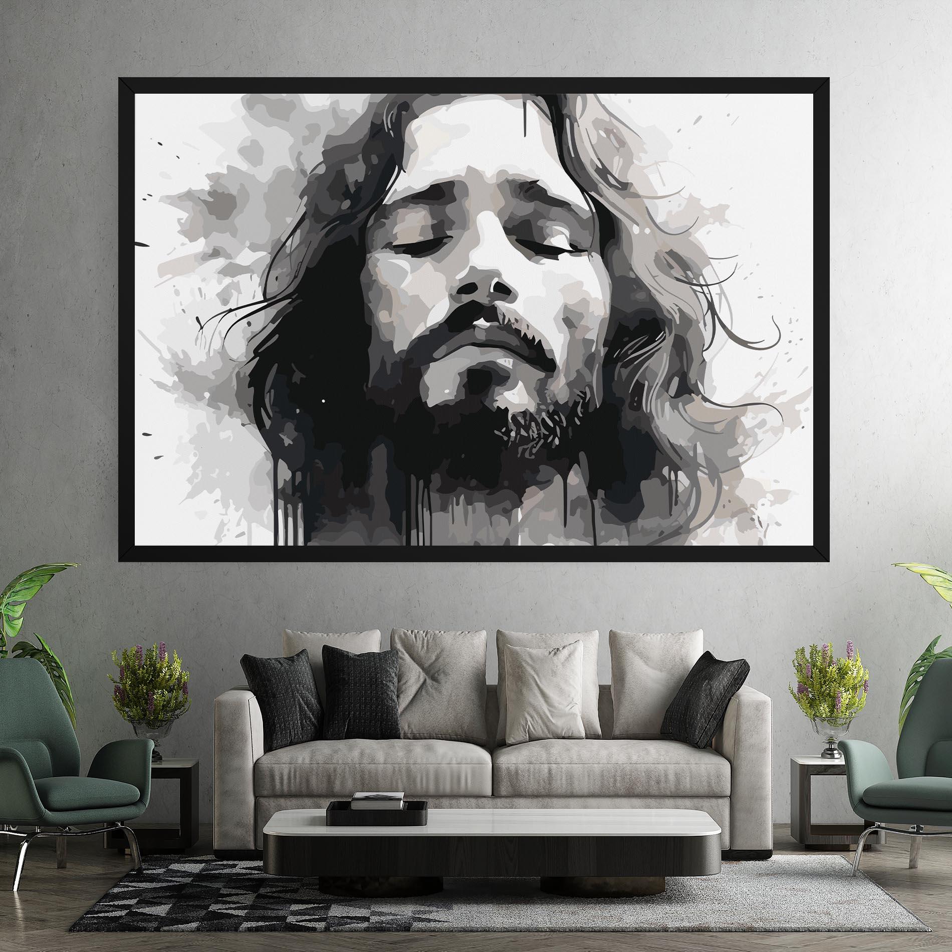 Leinwandbild Jesus Ink Art mockup 7