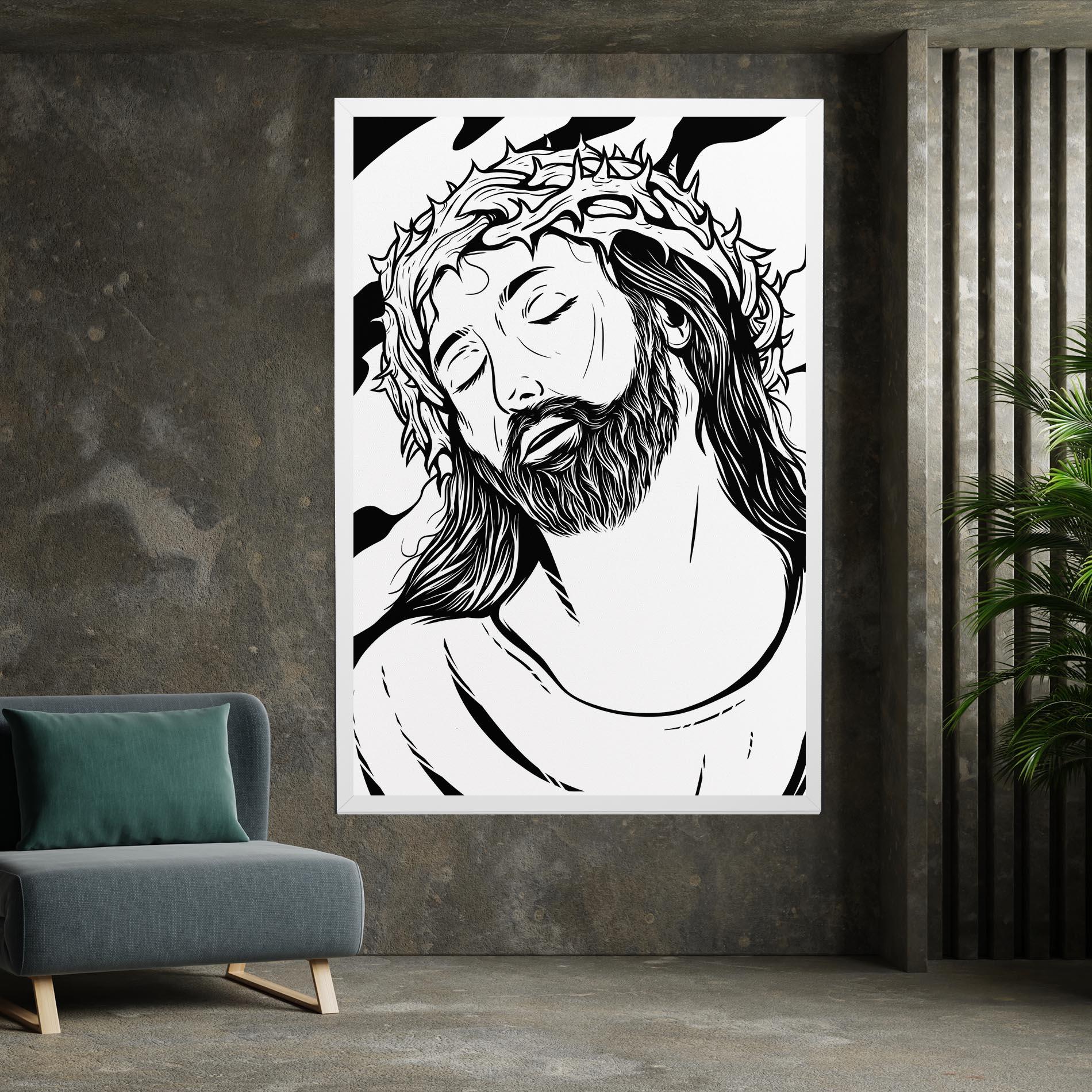 Leinwandbild Black White Jesus mockup 7