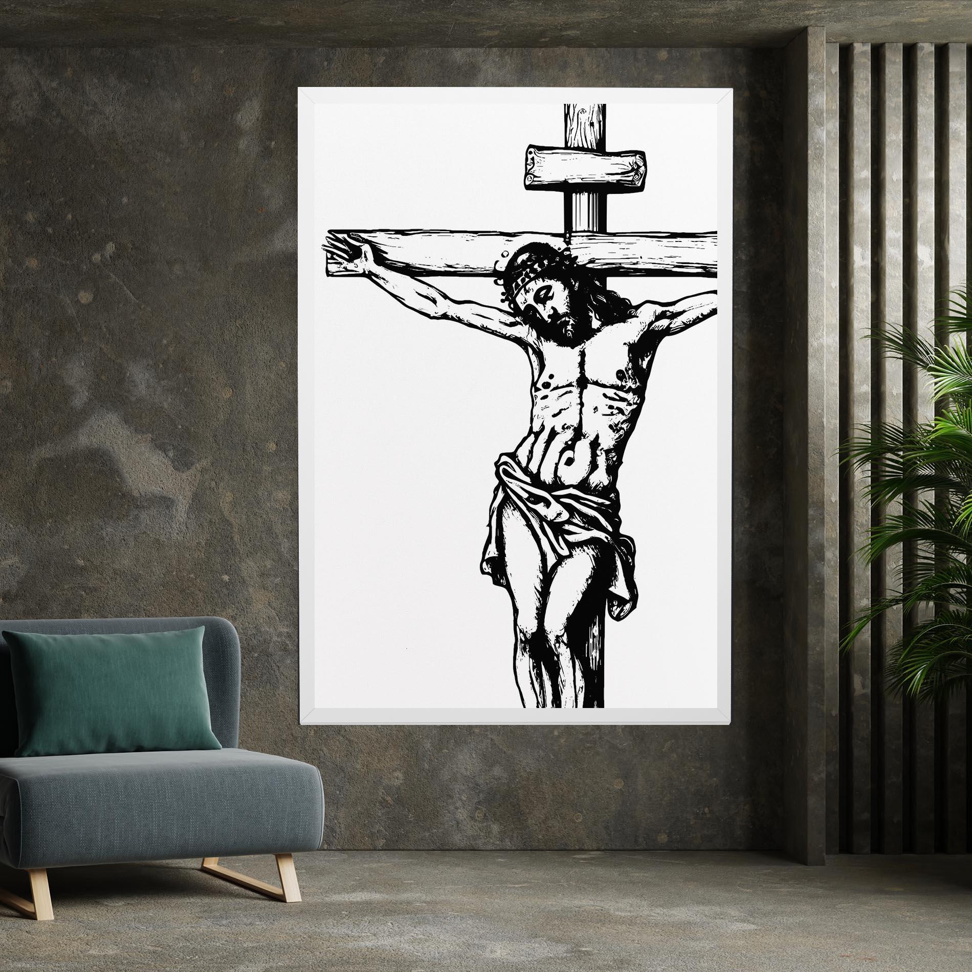 Leinwandbild Jesus Black Line mockup 7