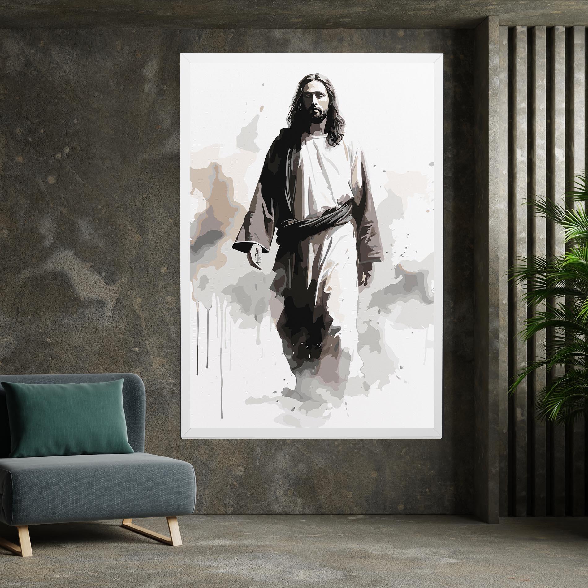Leinwandbild Watercolor Jesus mockup 7