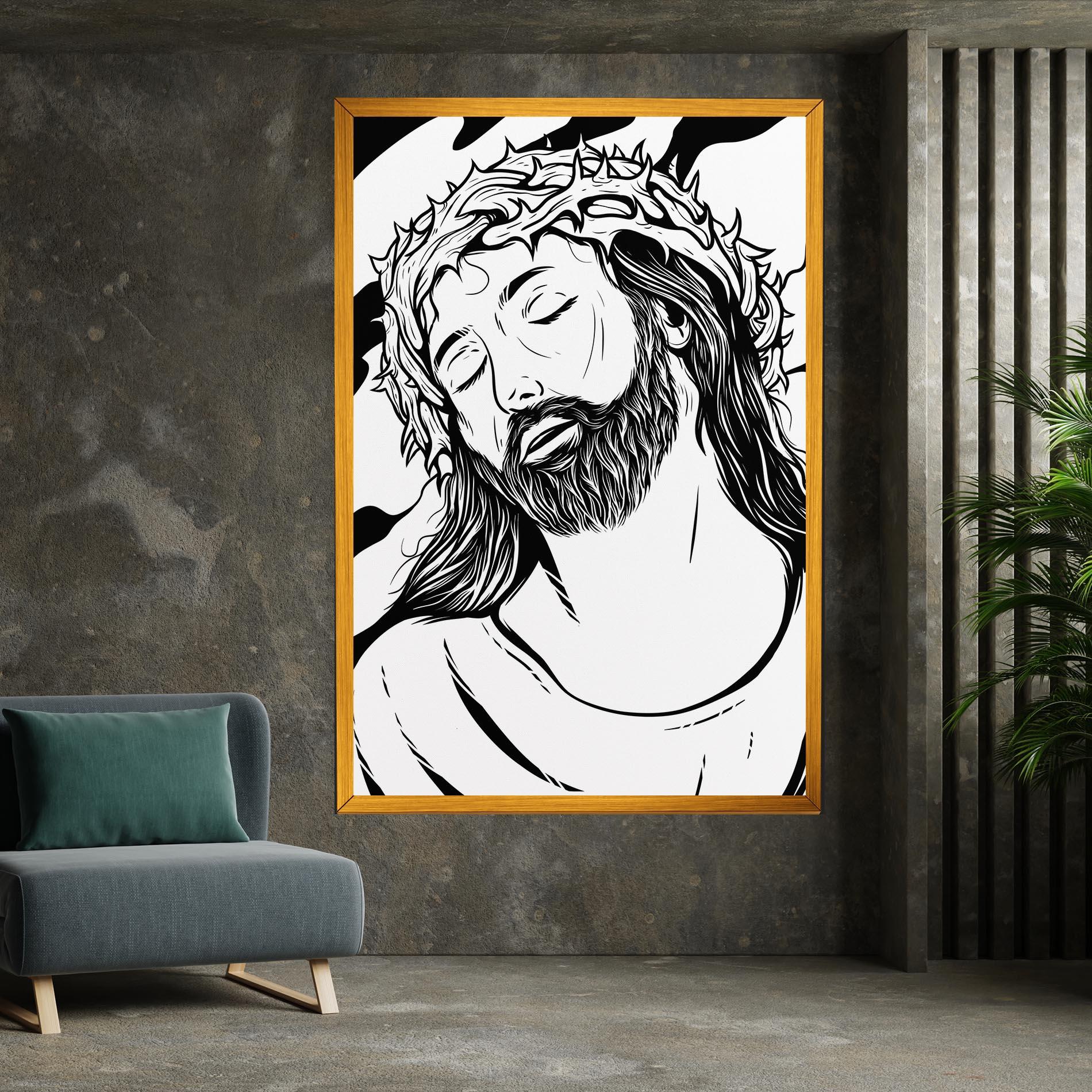 Leinwandbild Black White Jesus mockup 7