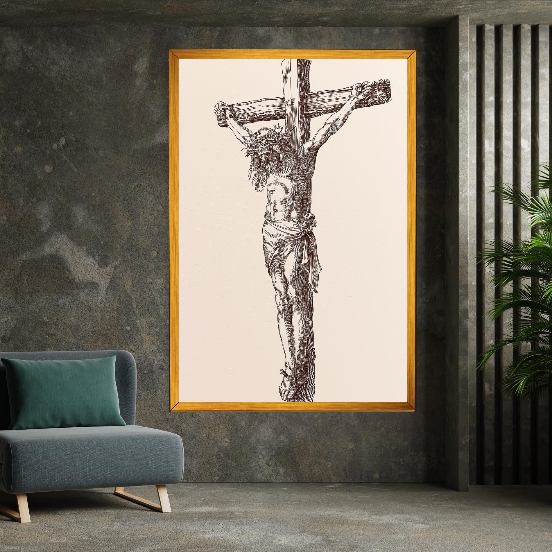Leinwandbild Brown Cross Jesus mockup 7