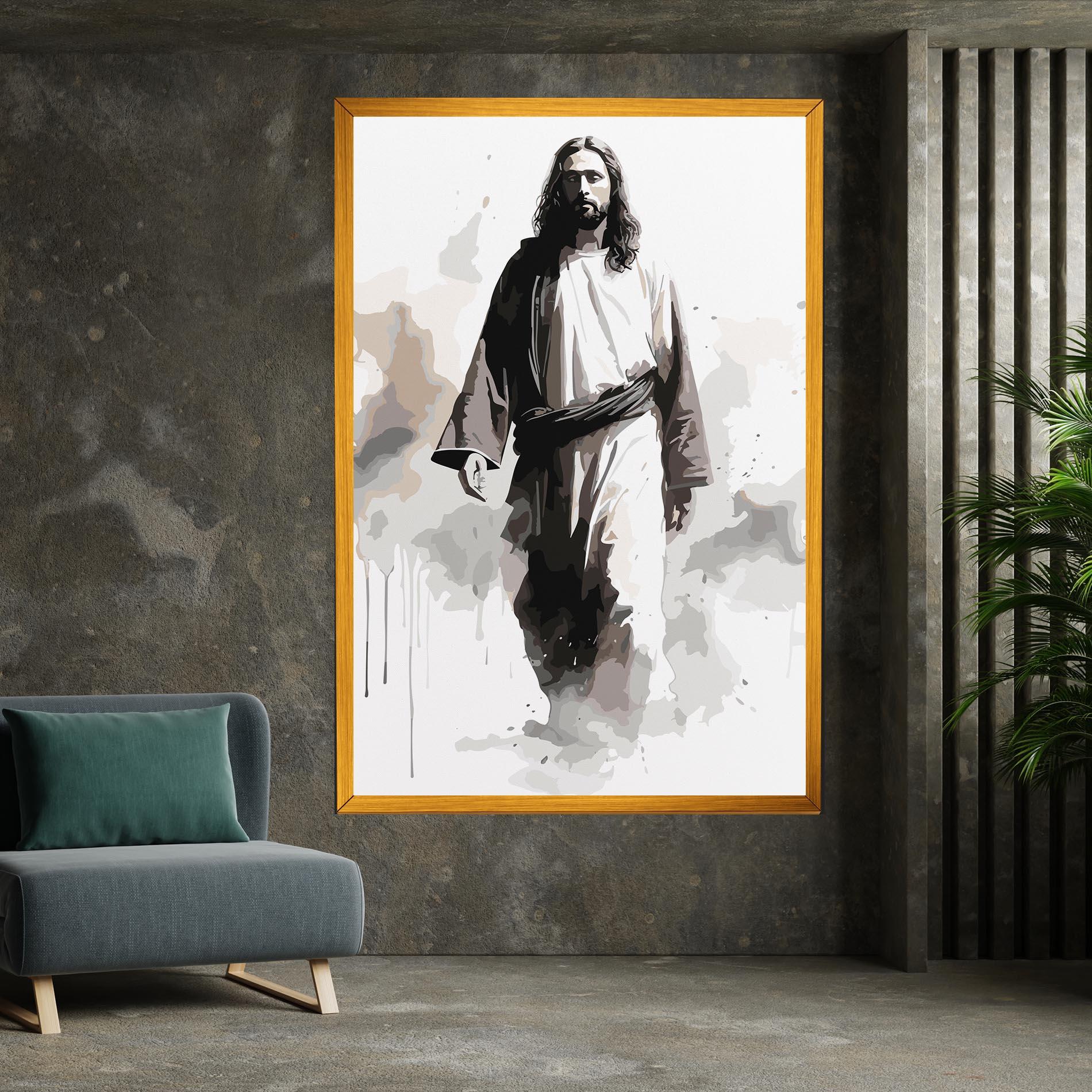 Leinwandbild Watercolor Jesus mockup 7