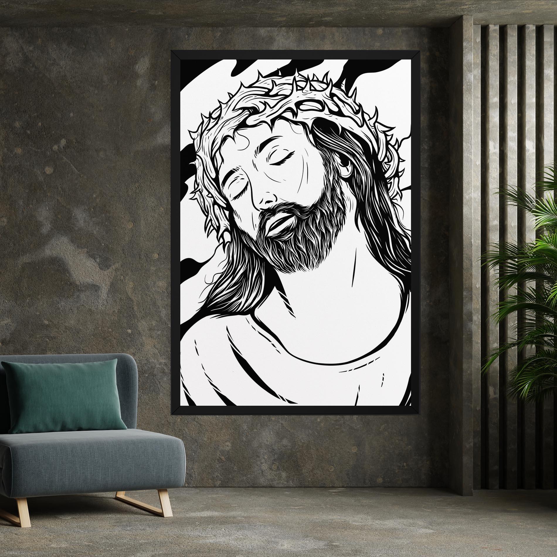 Leinwandbild Black White Jesus mockup 7