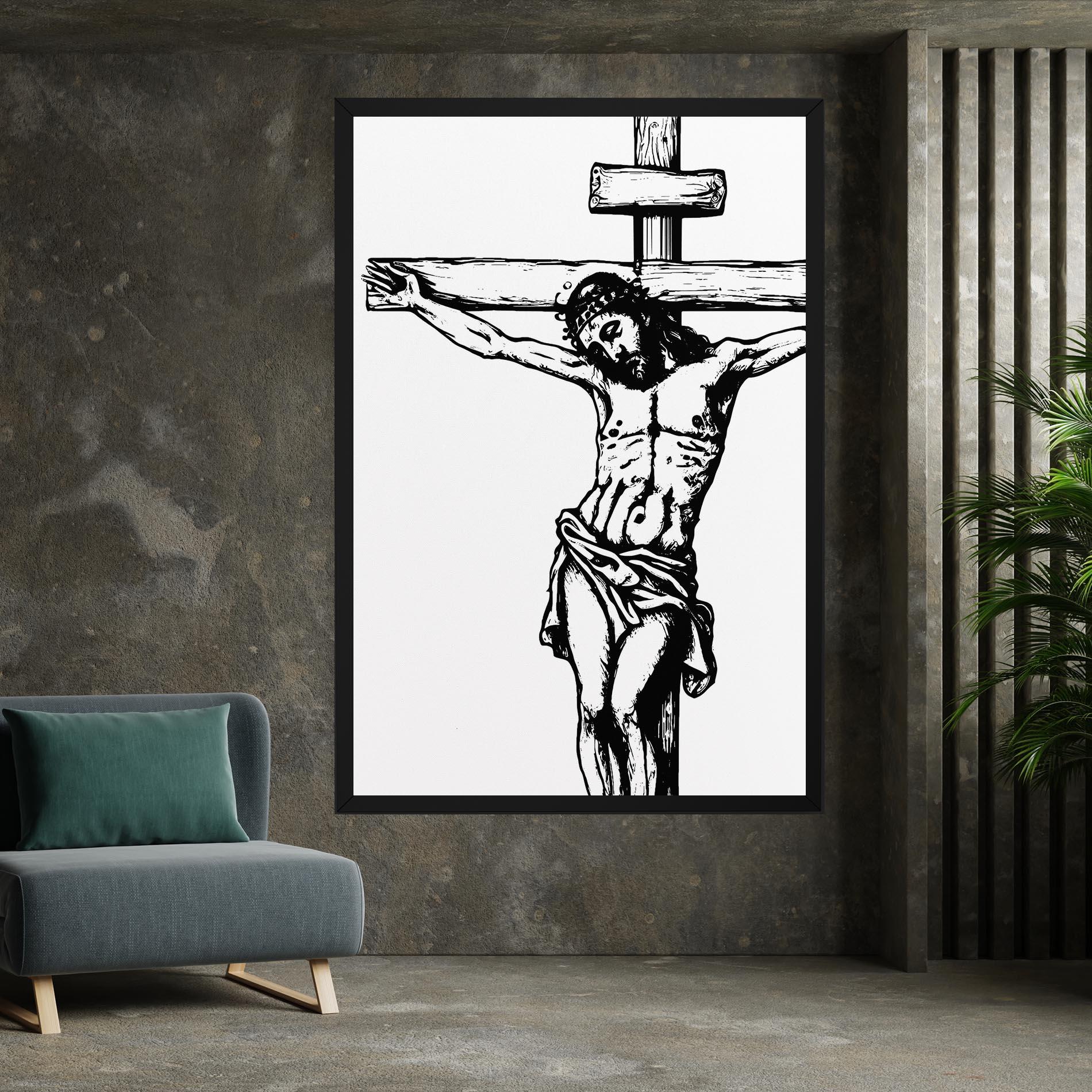 Leinwandbild Jesus Black Line mockup 7
