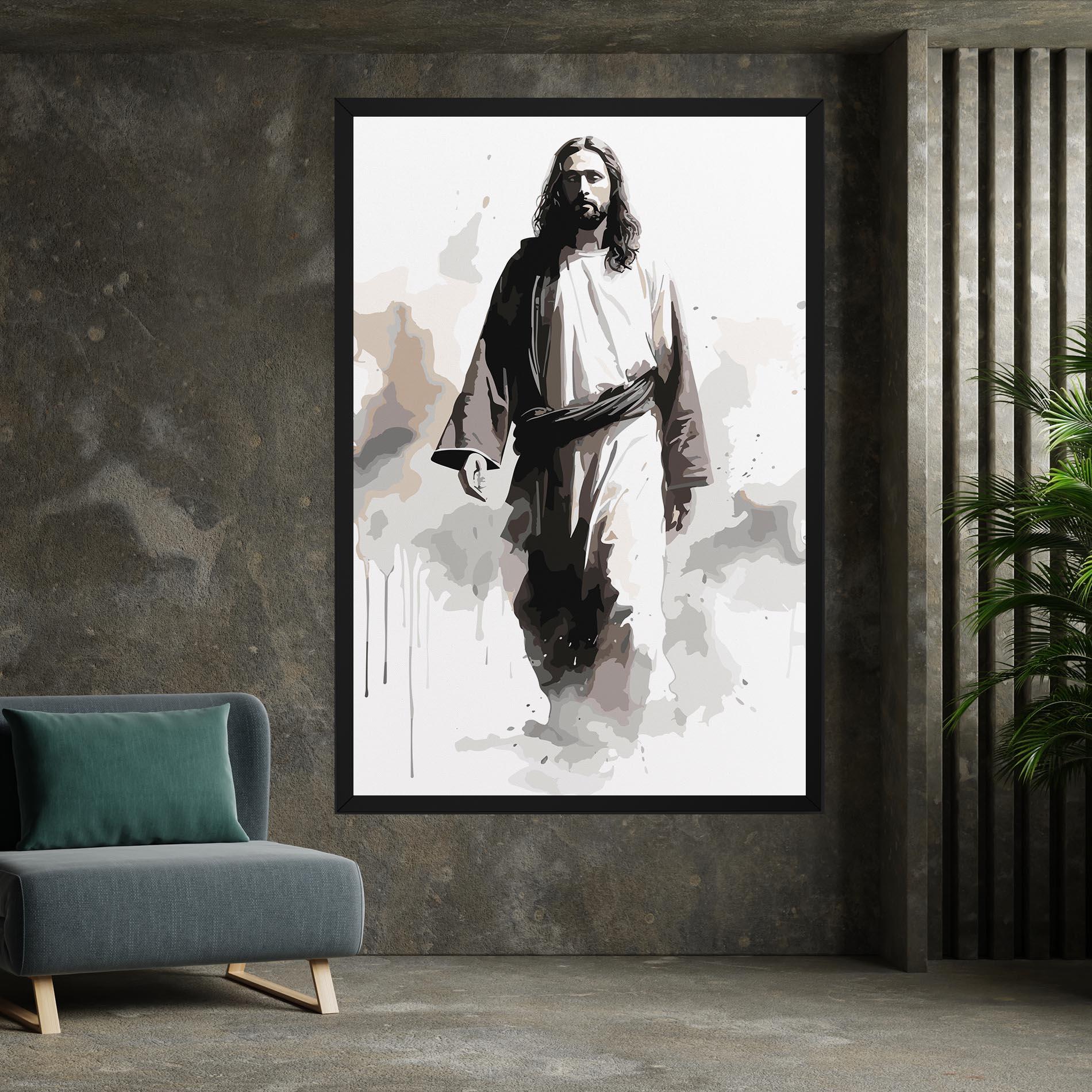 Leinwandbild Watercolor Jesus mockup 7