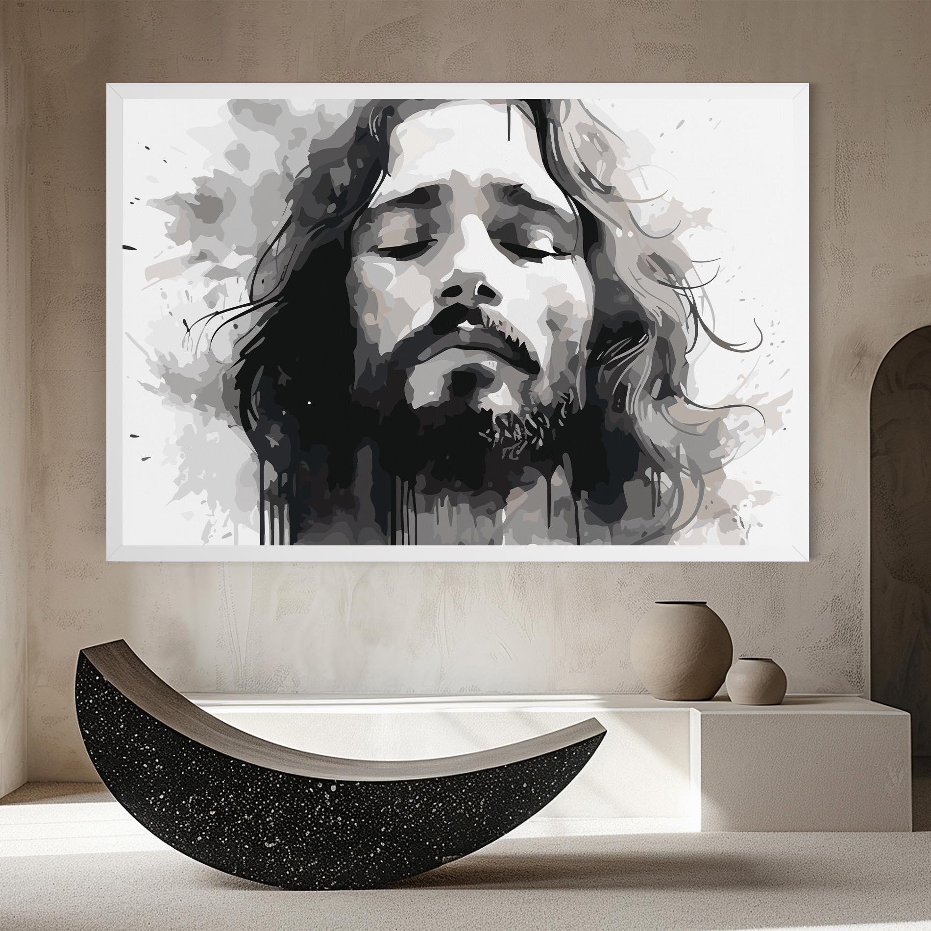 Leinwandbild Jesus Ink Art mockup 8