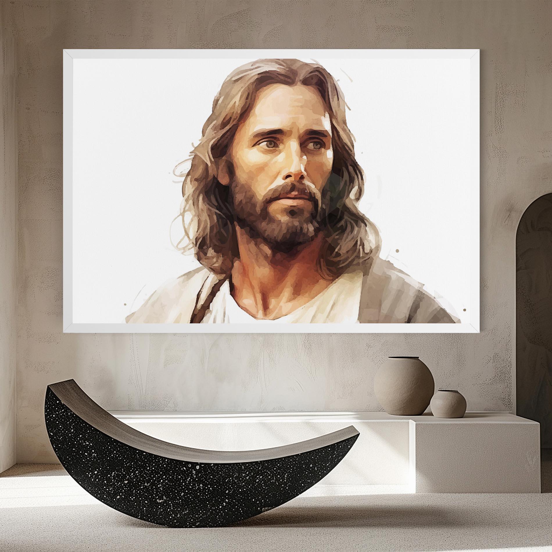 Leinwandbild Jesus Long Hair mockup 8