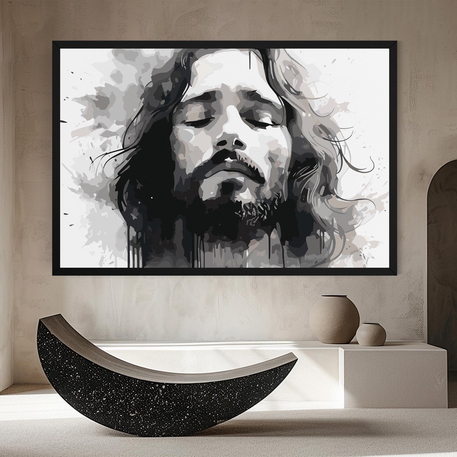 Leinwandbild Jesus Ink Art mockup 8