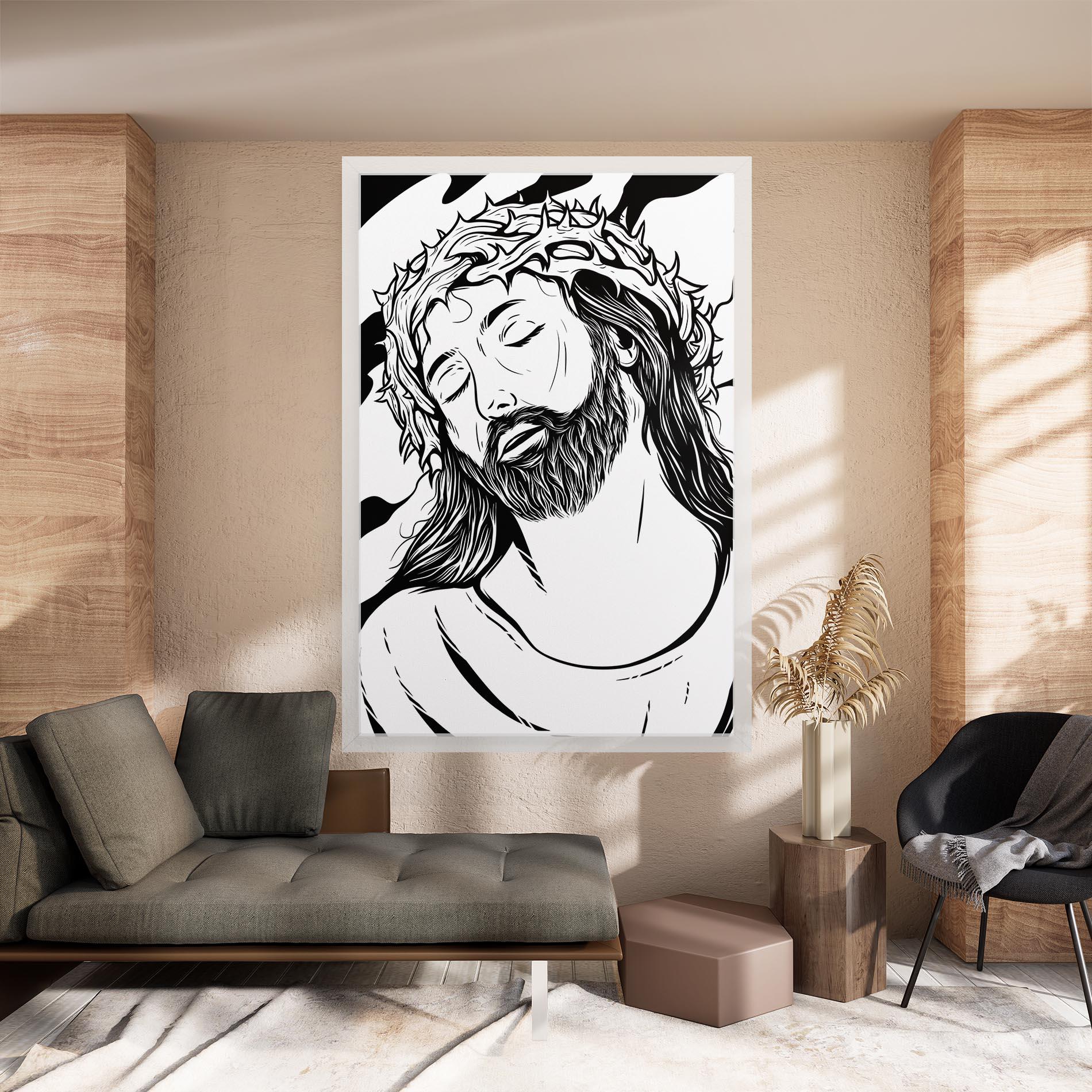 Leinwandbild Black White Jesus mockup 8