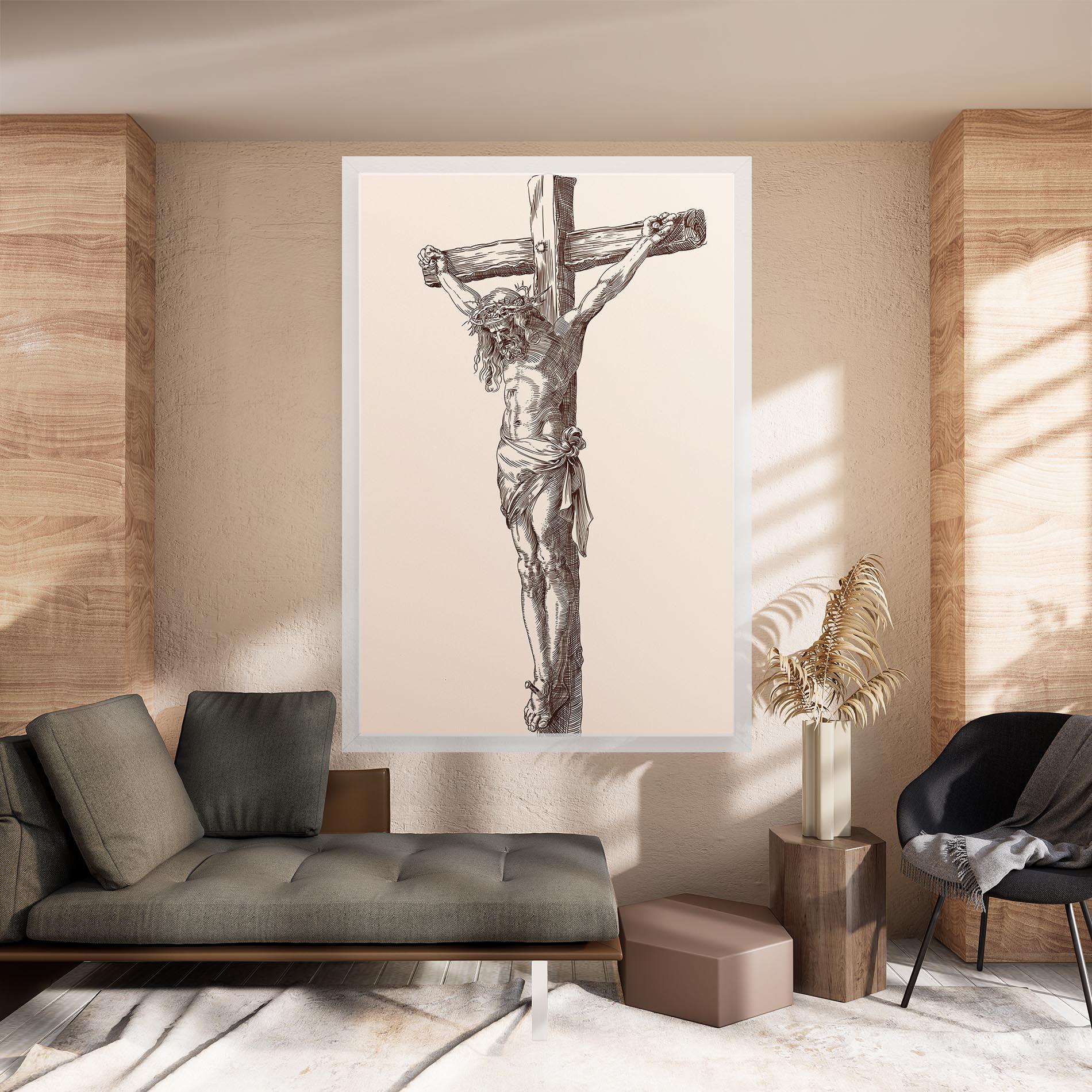 Leinwandbild Brown Cross Jesus mockup 8