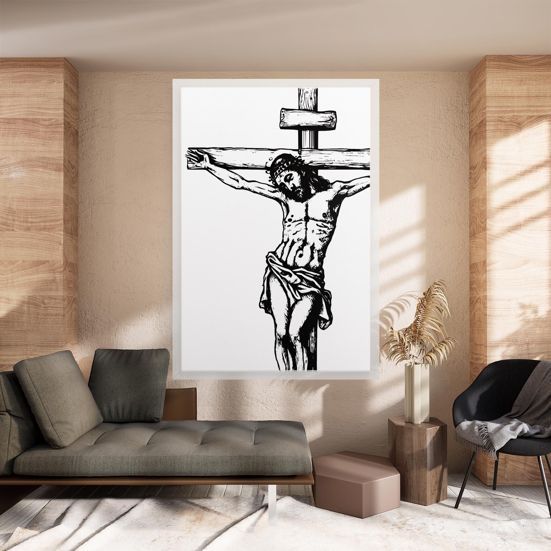 Leinwandbild Jesus Black Line mockup 8