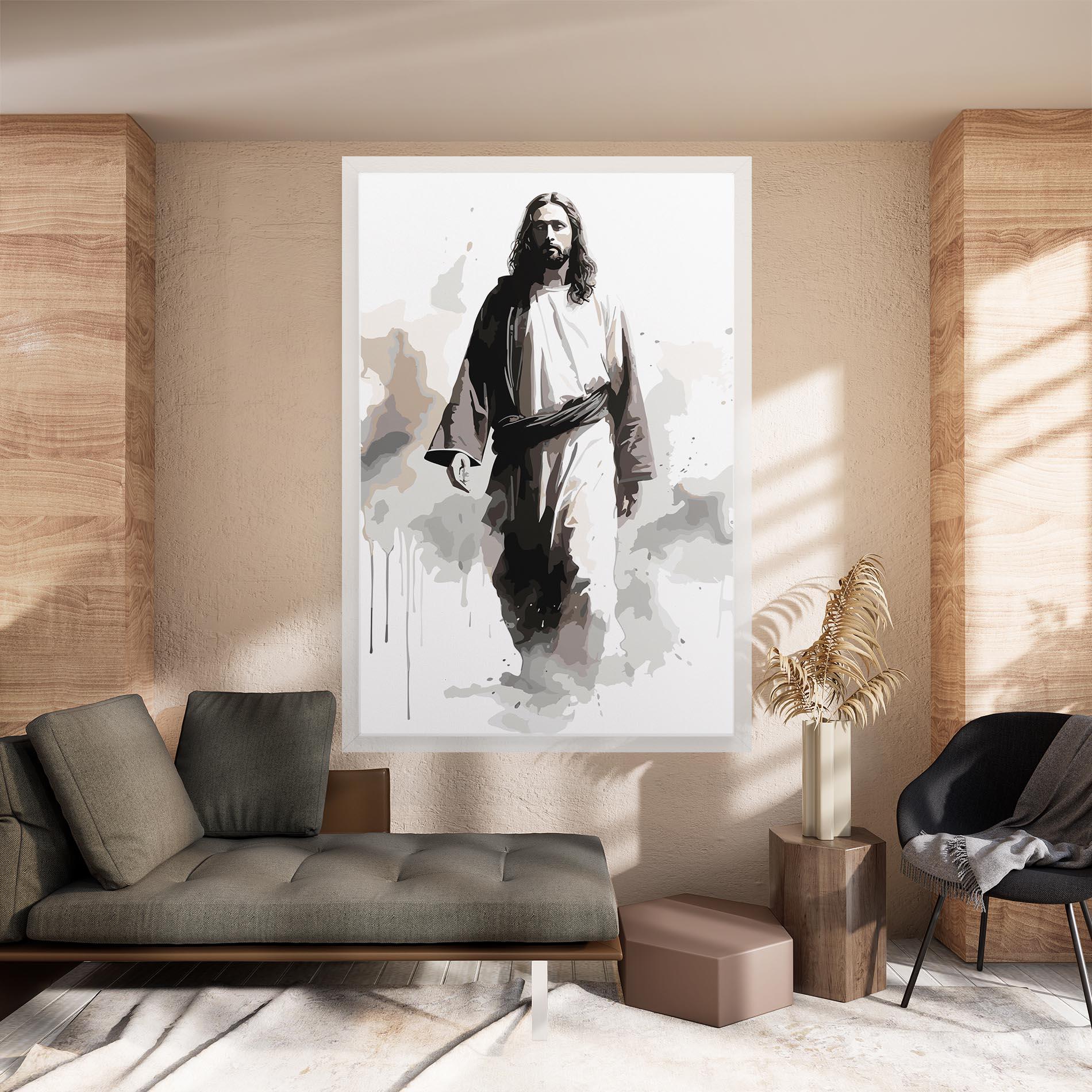 Leinwandbild Watercolor Jesus mockup 8