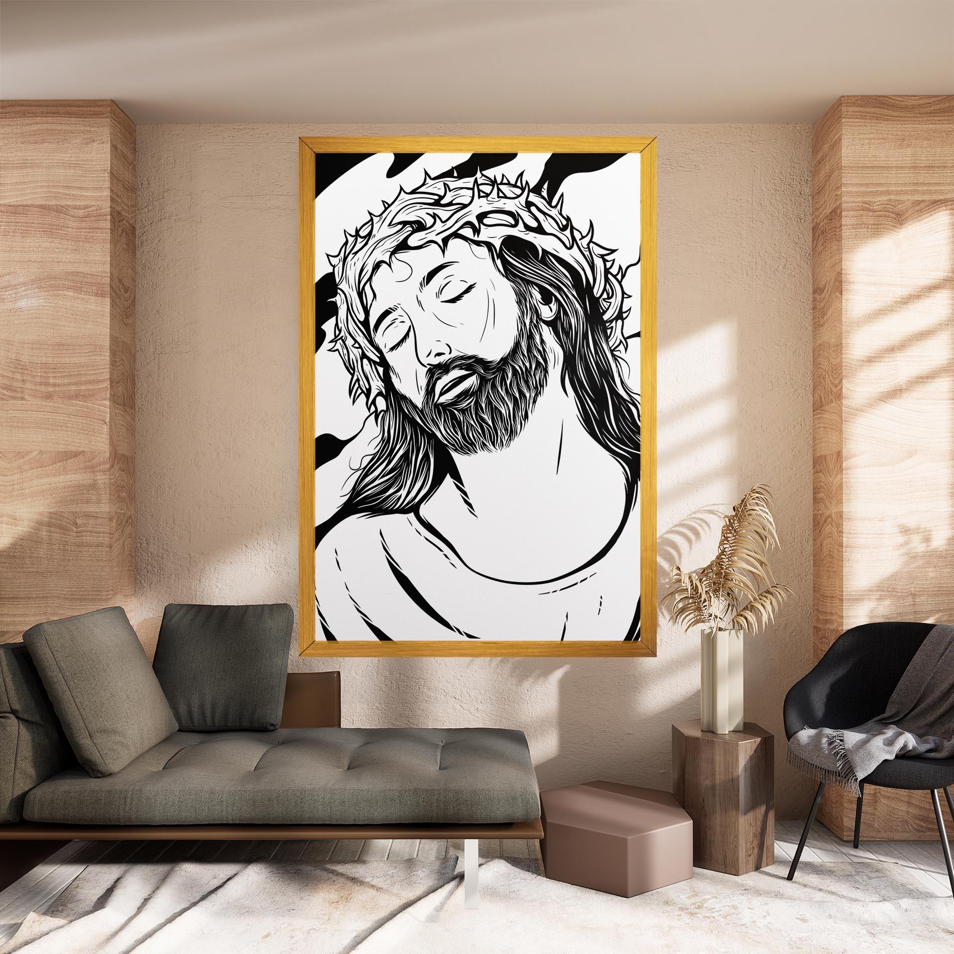 Leinwandbild Black White Jesus mockup 8