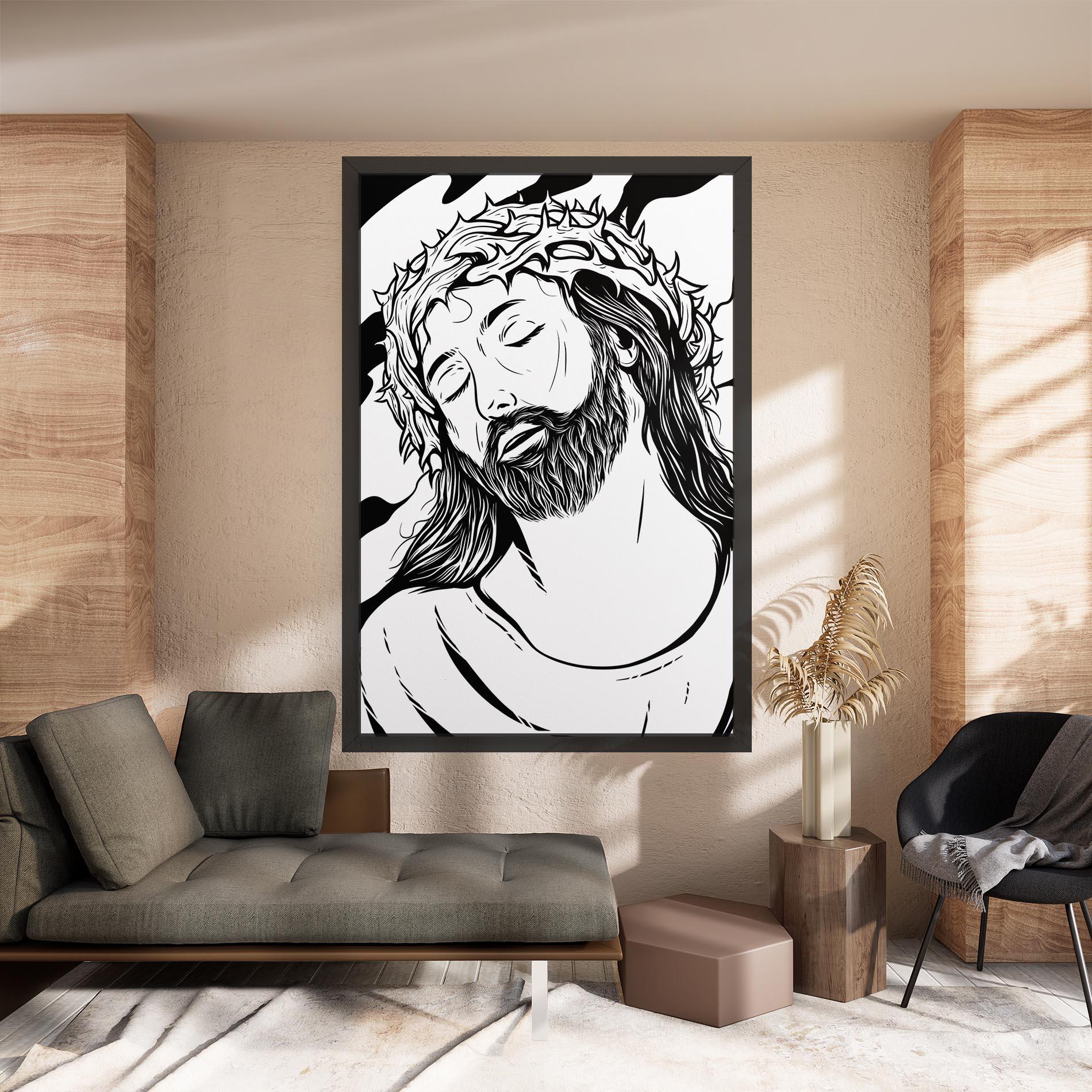Leinwandbild Black White Jesus mockup 8