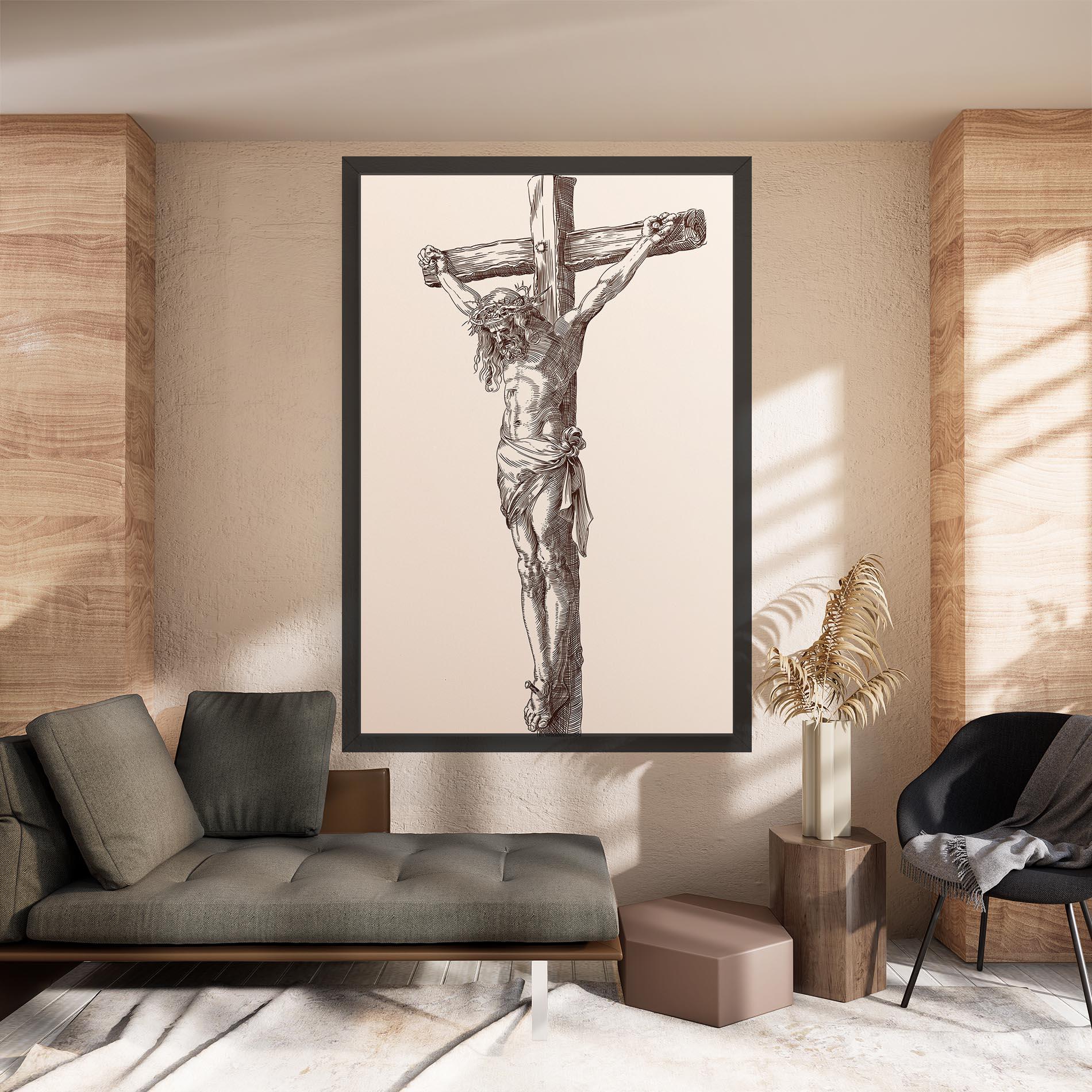 Leinwandbild Brown Cross Jesus mockup 8