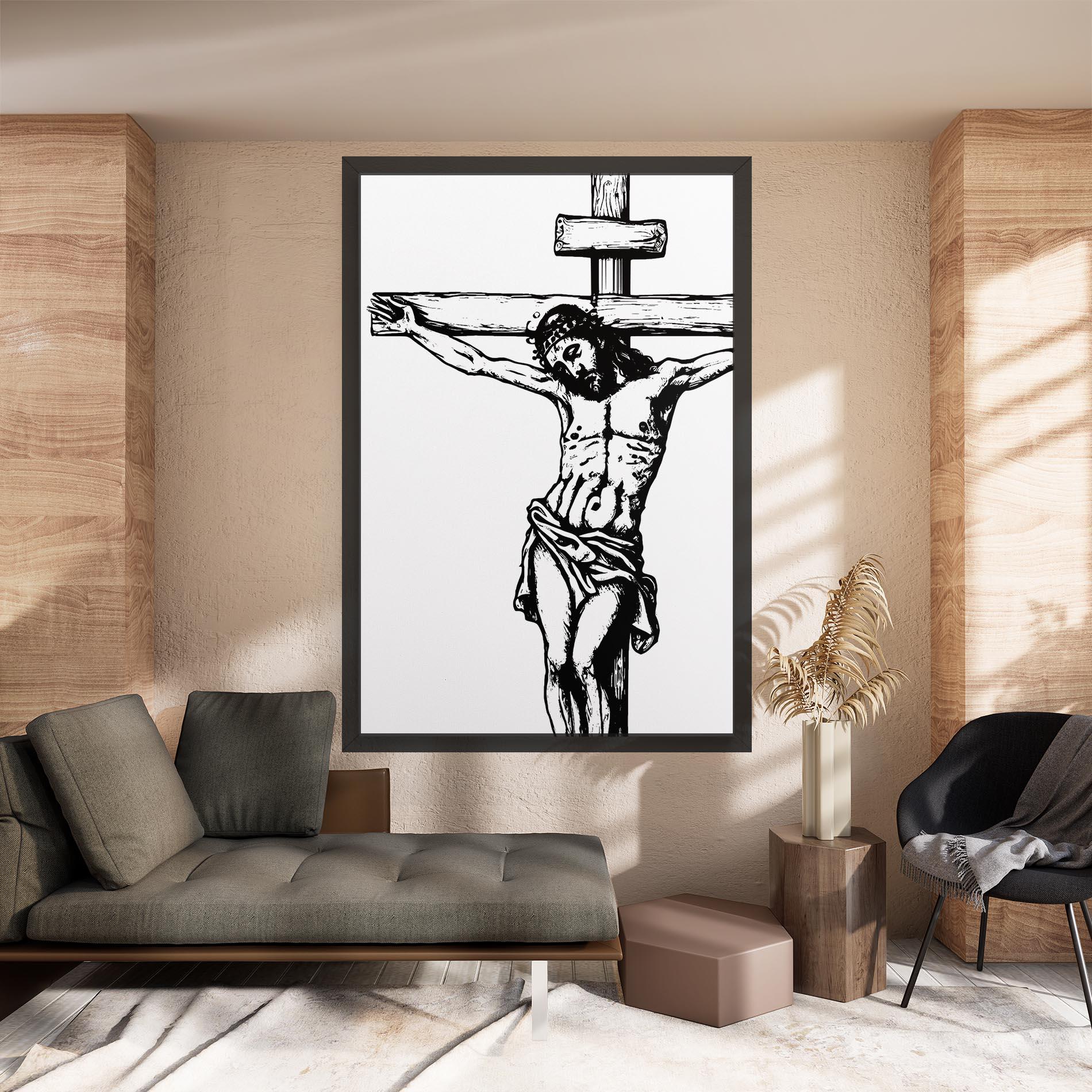 Leinwandbild Jesus Black Line mockup 8