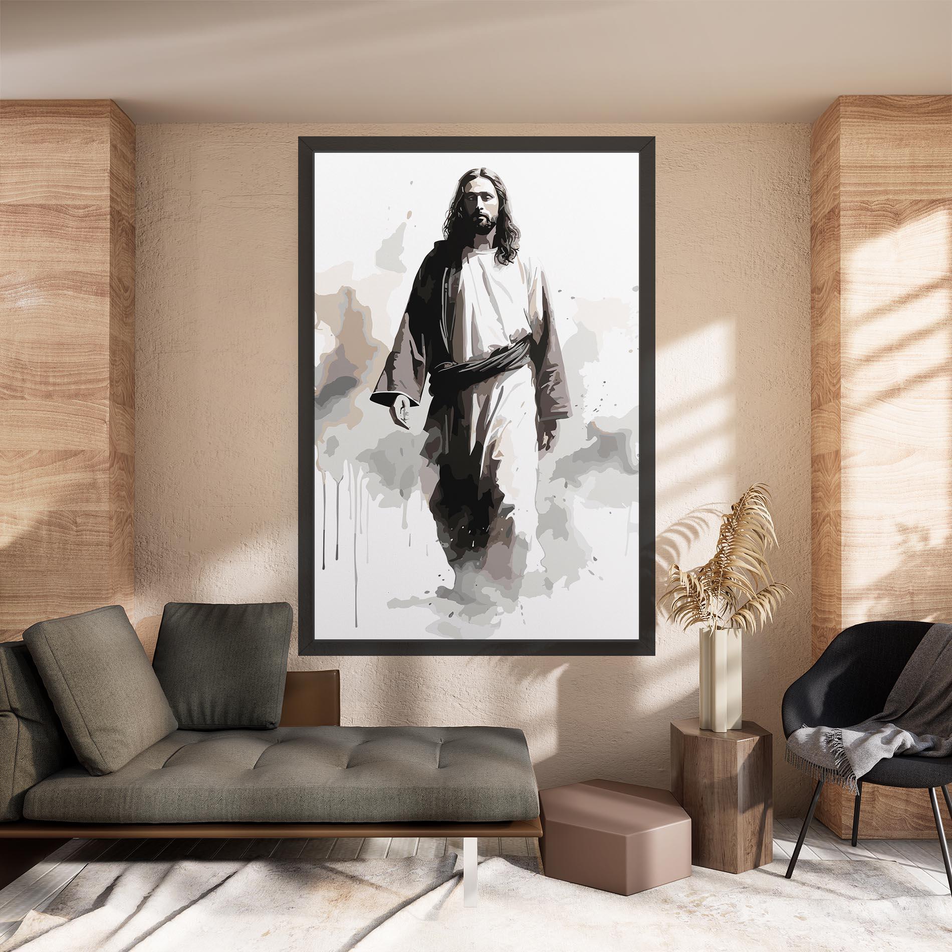 Leinwandbild Watercolor Jesus mockup 8